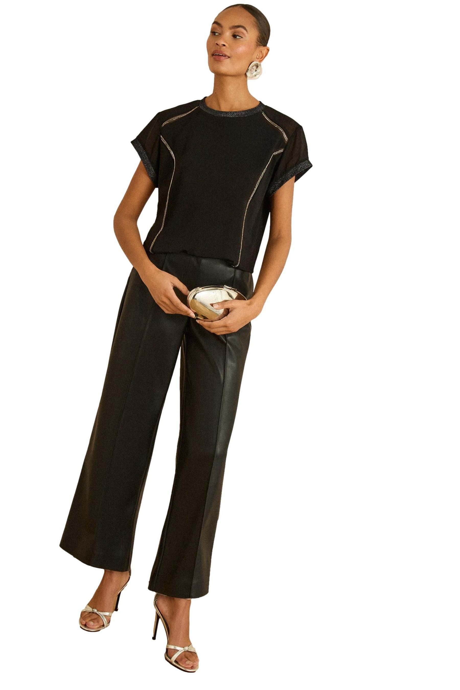 T-Shirt Love & Roses Jersey-Oberteil mit Chiffon-Front