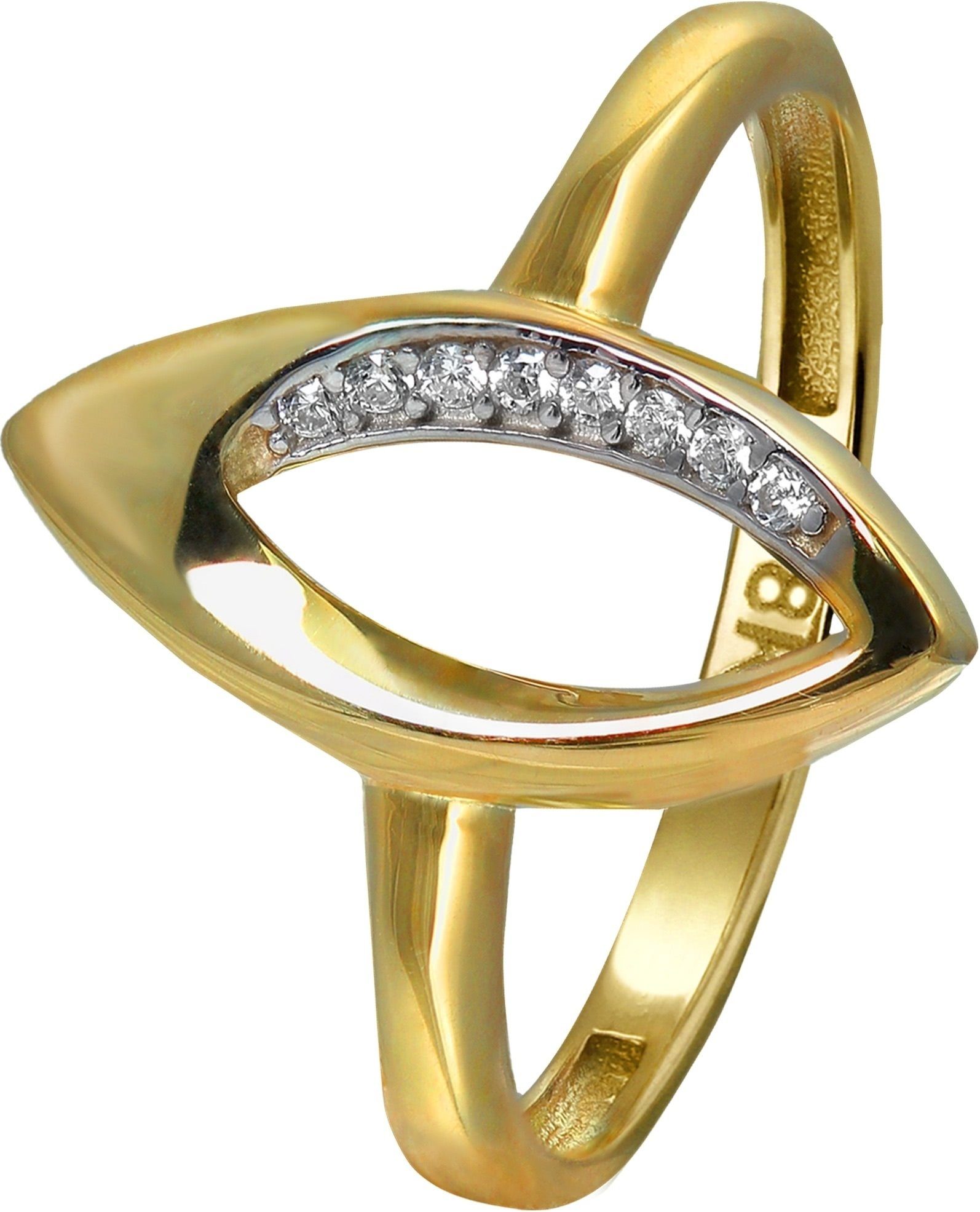 GoldDream Goldring GoldDream Gold Ring Leaf Gr.56 Zirkonia (Fingerring), Damen Ring Leaf aus 333 Gelbgold - 8 Karat, Farbe: gold, weiß