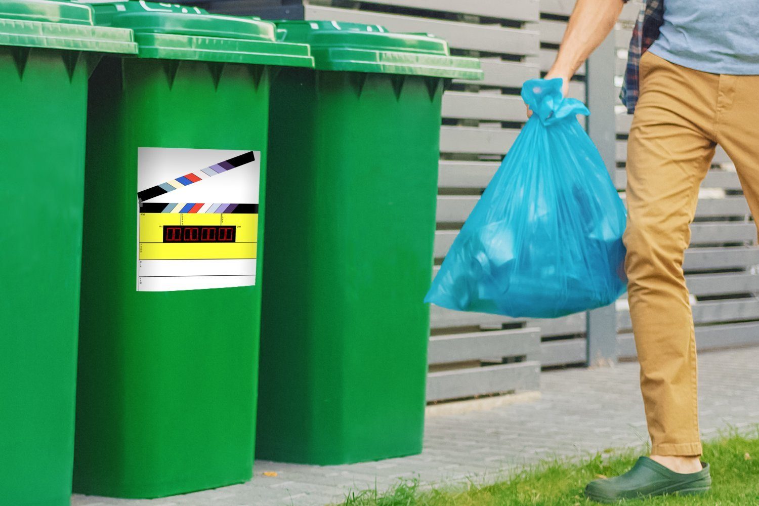 Mülleimer-aufkleber, Abfalbehälter Hollywood St), Sticker, Mülltonne, Container, Wandsticker MuchoWow (1 eines Illustration Eine Schindeldaches aus