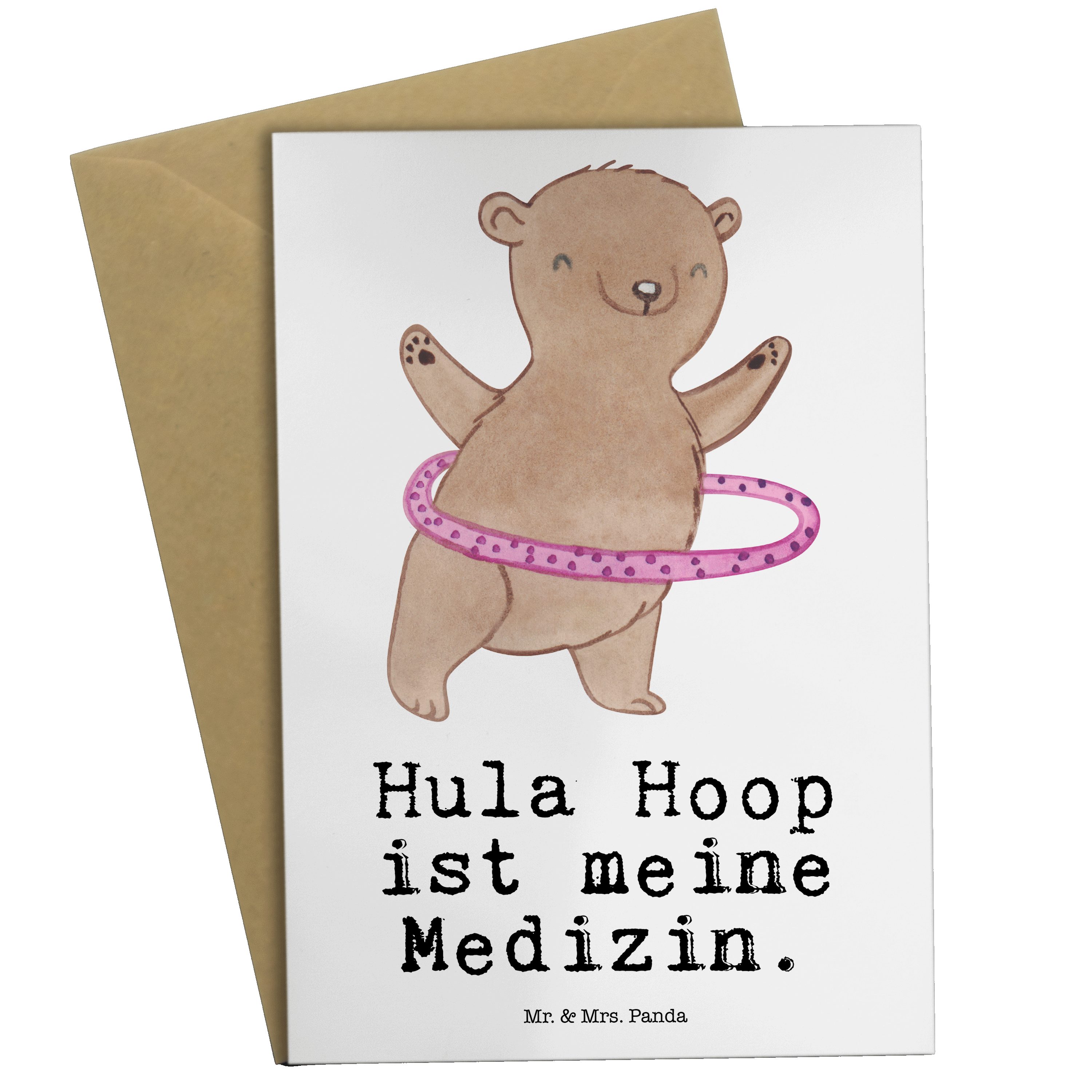Mr. & Mrs. Panda Grußkarte Bär Hula Hoop Medizin - Weiß - Geschenk, Sportart, Sport, Karte, Hoch