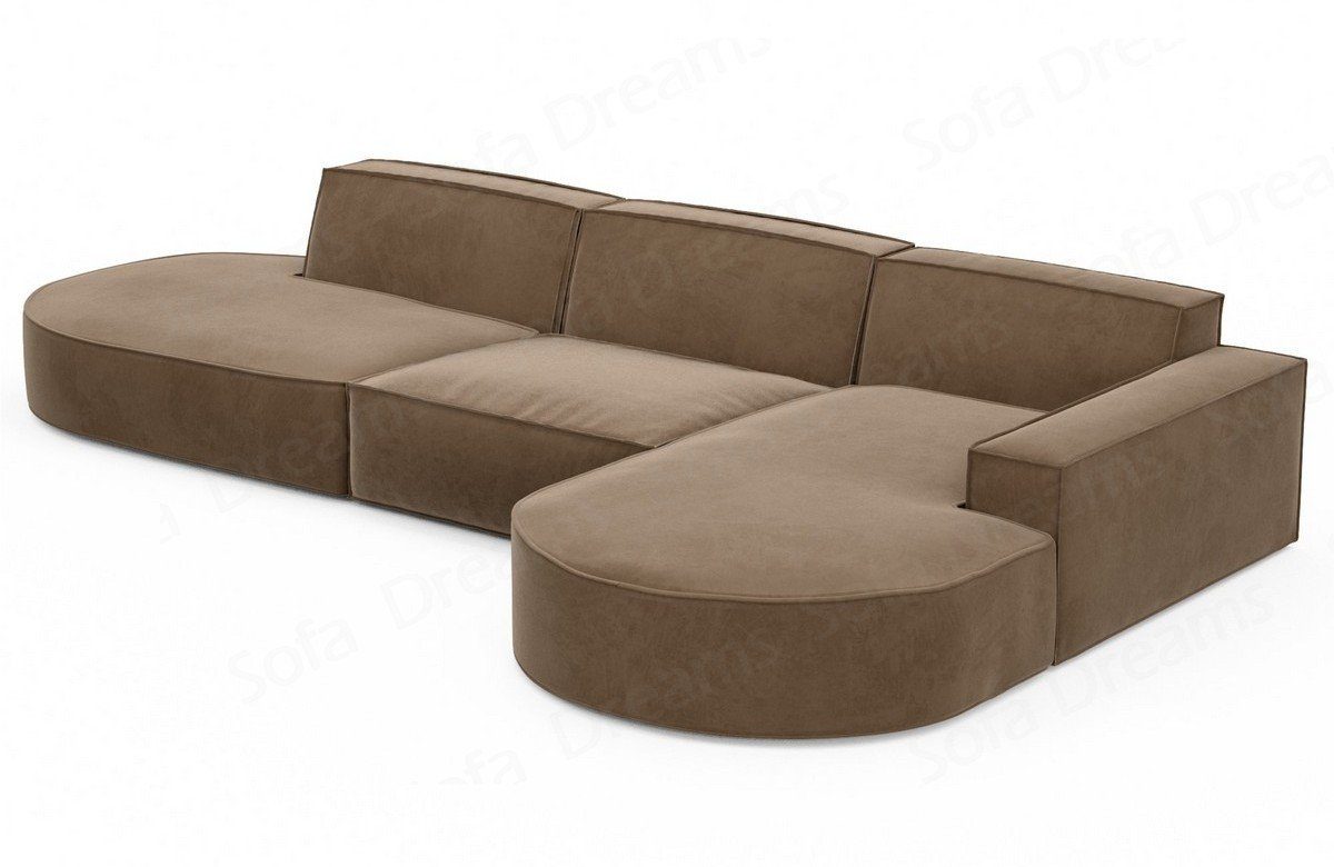 Ecksofa Loungesofa Samtstoff Design hellbraun09 Lounge Ecksofa Alegranza Sofa, Stoffsofa Stoff Dreams Sofa L