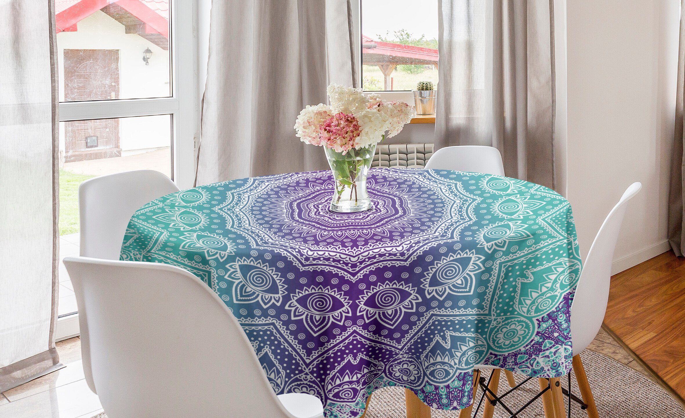 Esszimmer Dekoration, Abdeckung Kreis Tischdecke für Mandala Abakuhaus Aufwändige Küche Hippie Tischdecke
