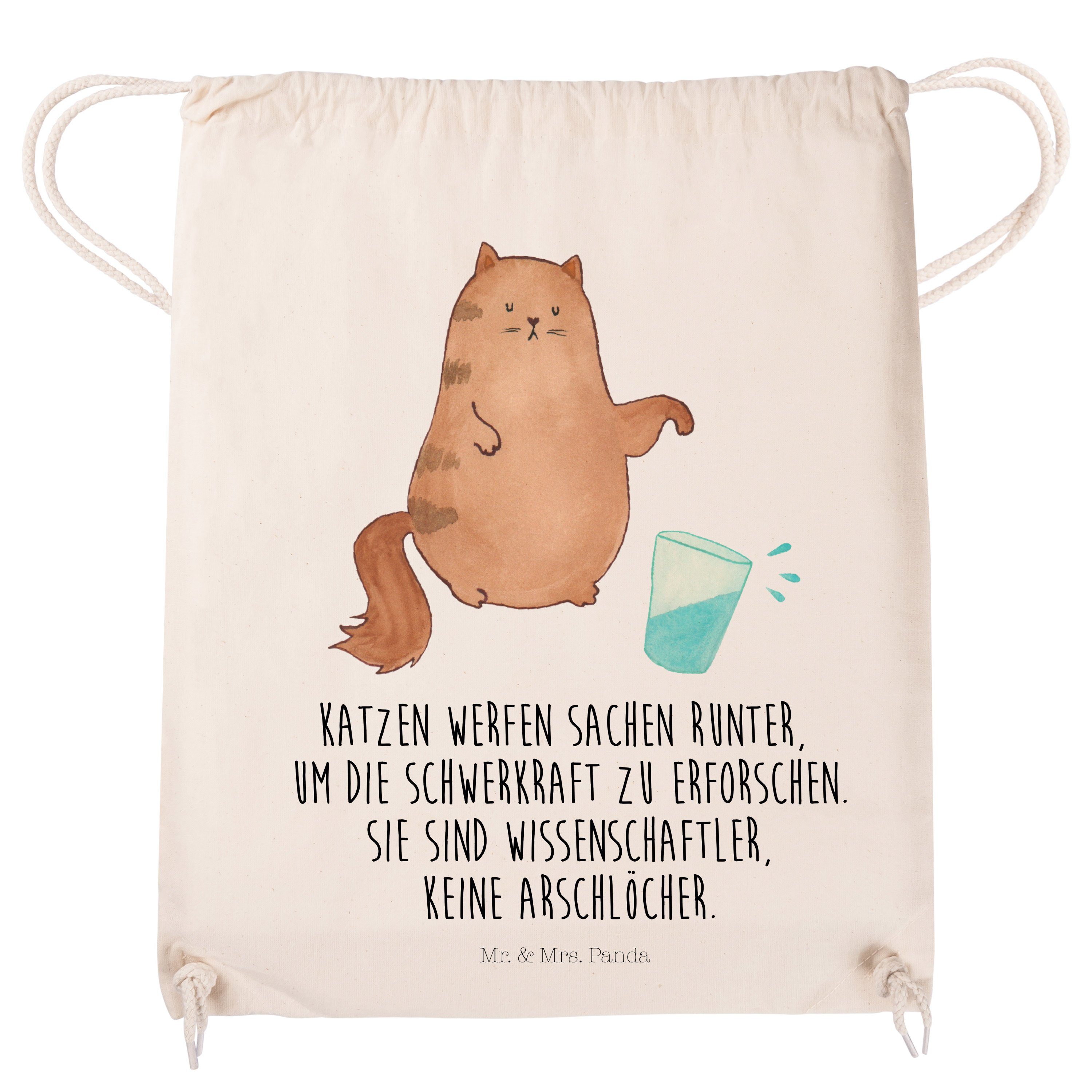 Mr. & Mrs. Haustier, (1-tlg) - Geschenk, Katzenfan, - Katze Spor Panda Wasserglas Sporttasche Transparent