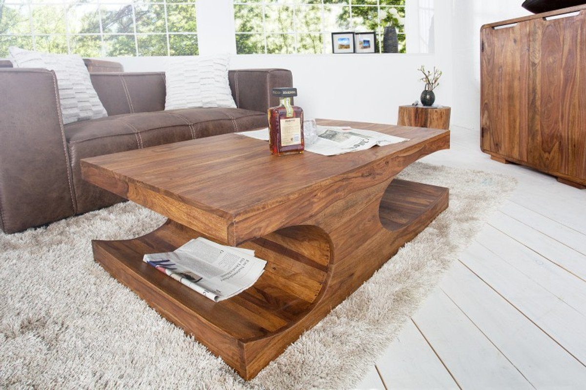 Casa Padrino Couchtisch Tisch B120 Designer - Salon H40 cm x Natur T70 Massivholz x Couchtisch