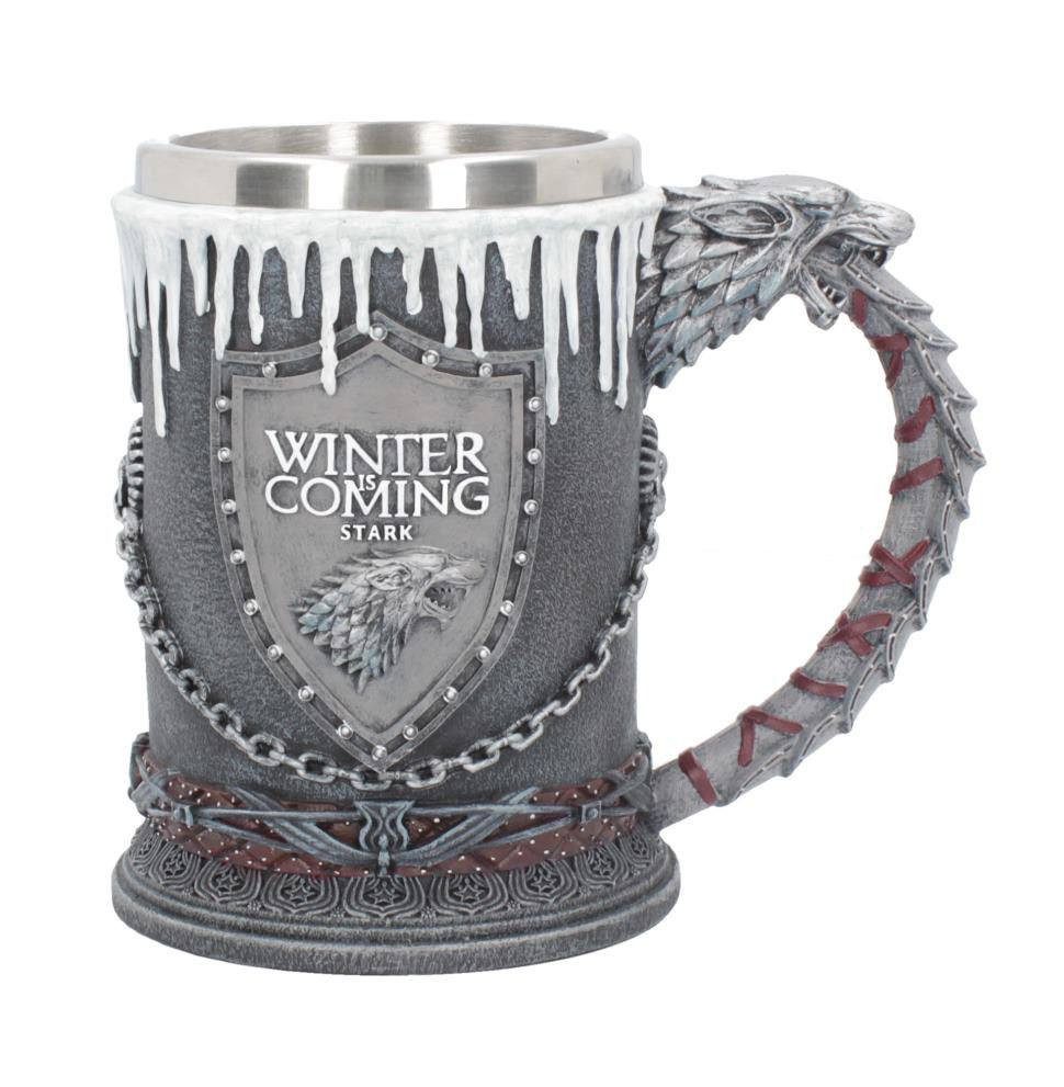 Nemesis Now Bierkrug Game of Thrones Krug Stark, 1-tlg., Offiziell lizenzierter, handbemalter Krug