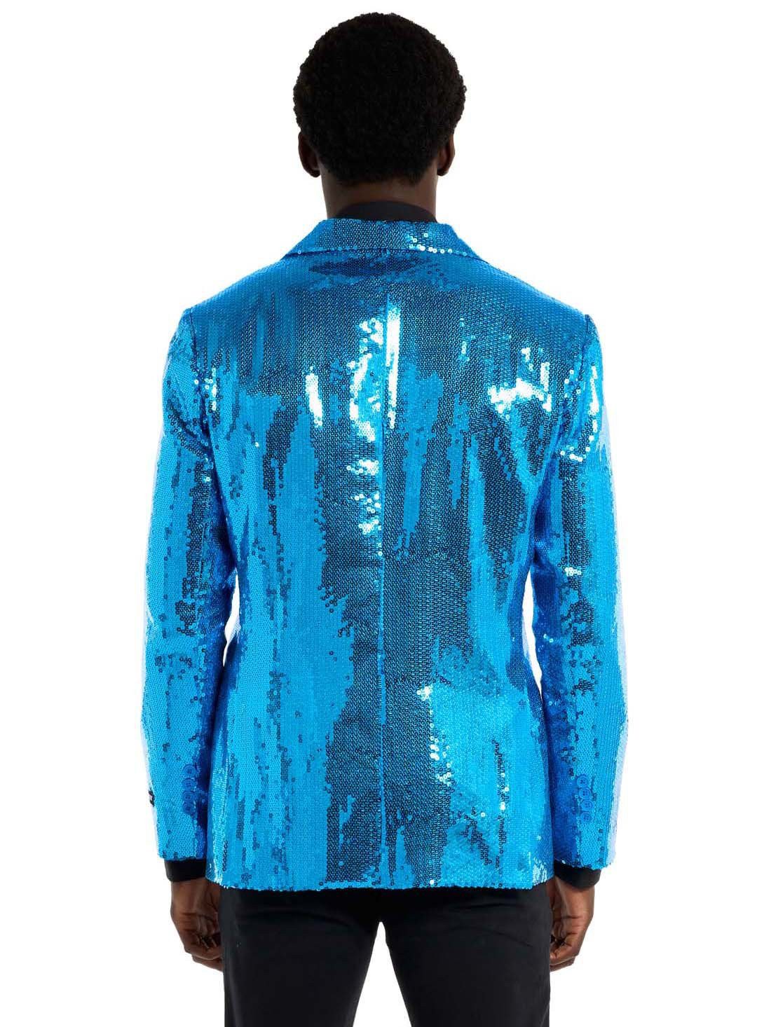 Opposuits Kostüm Glitzerjacke blau, Eine blaue Discokugel zum Anziehen!