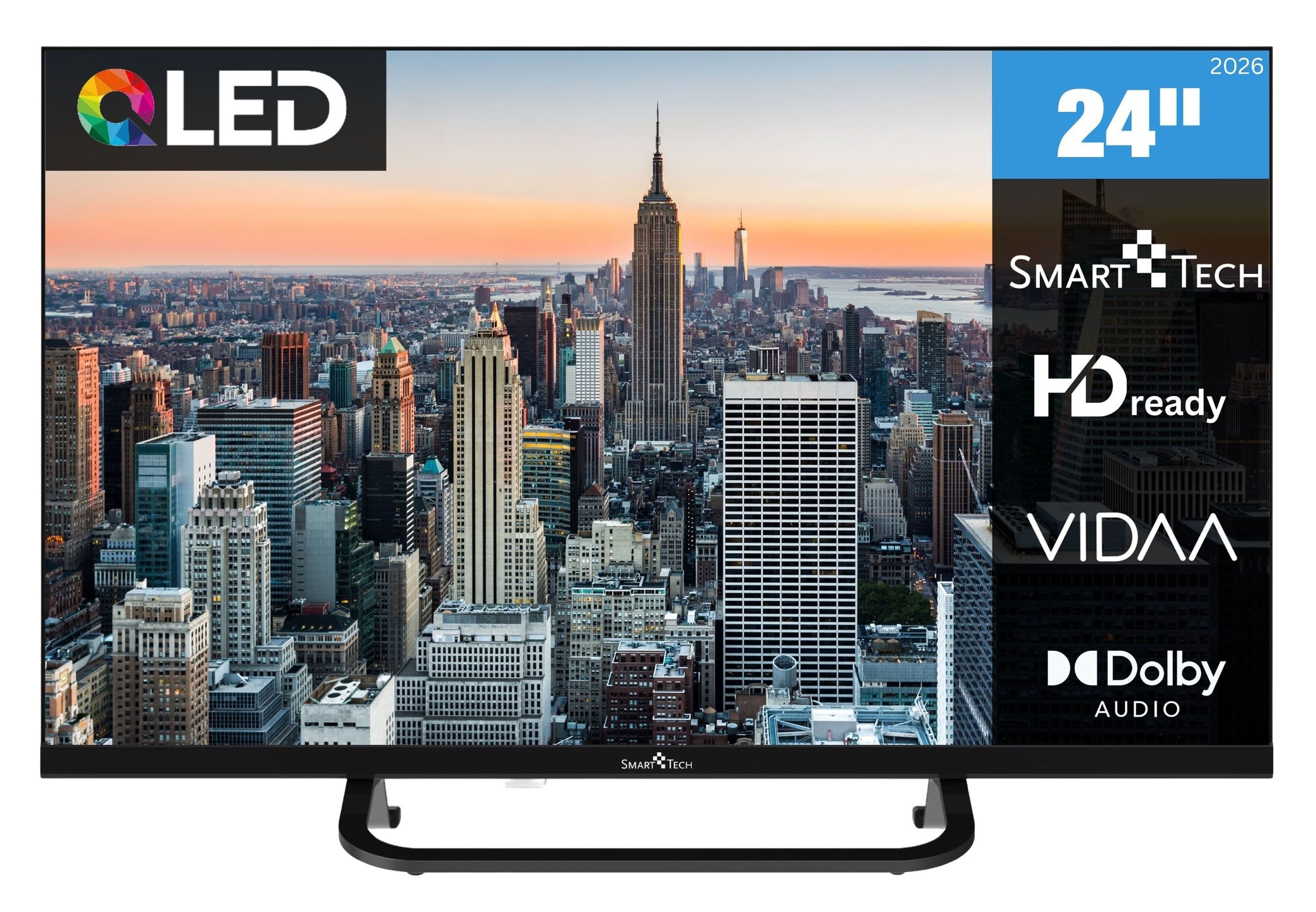 Smart Tech 24QV02VC QLED-Fernseher (60 cm/24 Zoll, HD-ready, VIDAA Smart TV, VIDAA Smart TV, 12 Volt Camping TV, Triple-Tuner)