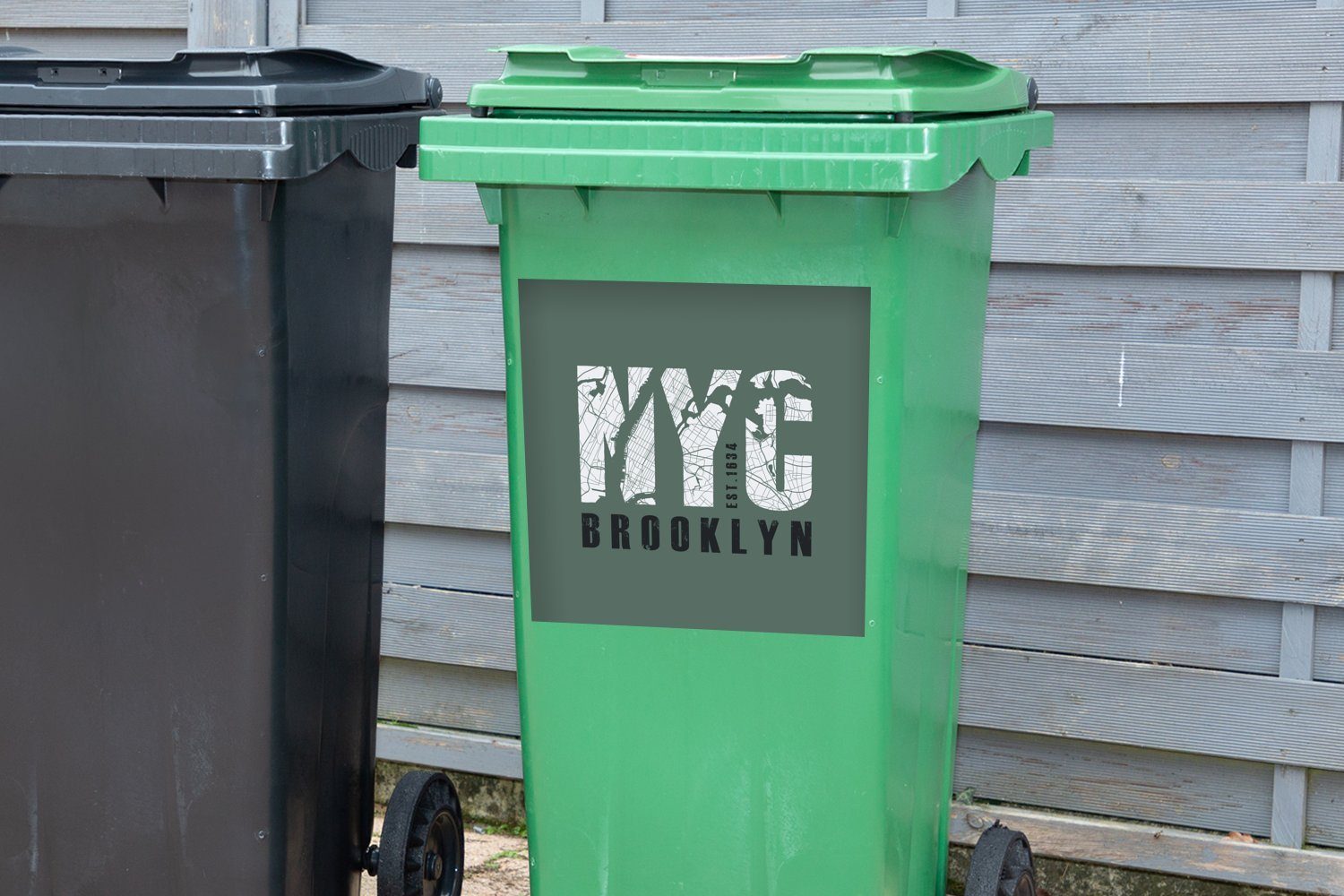 MuchoWow - New St), Abfalbehälter Mülleimer-aufkleber, Container, - Karte (1 York Sticker, Mülltonne, Grün Wandsticker