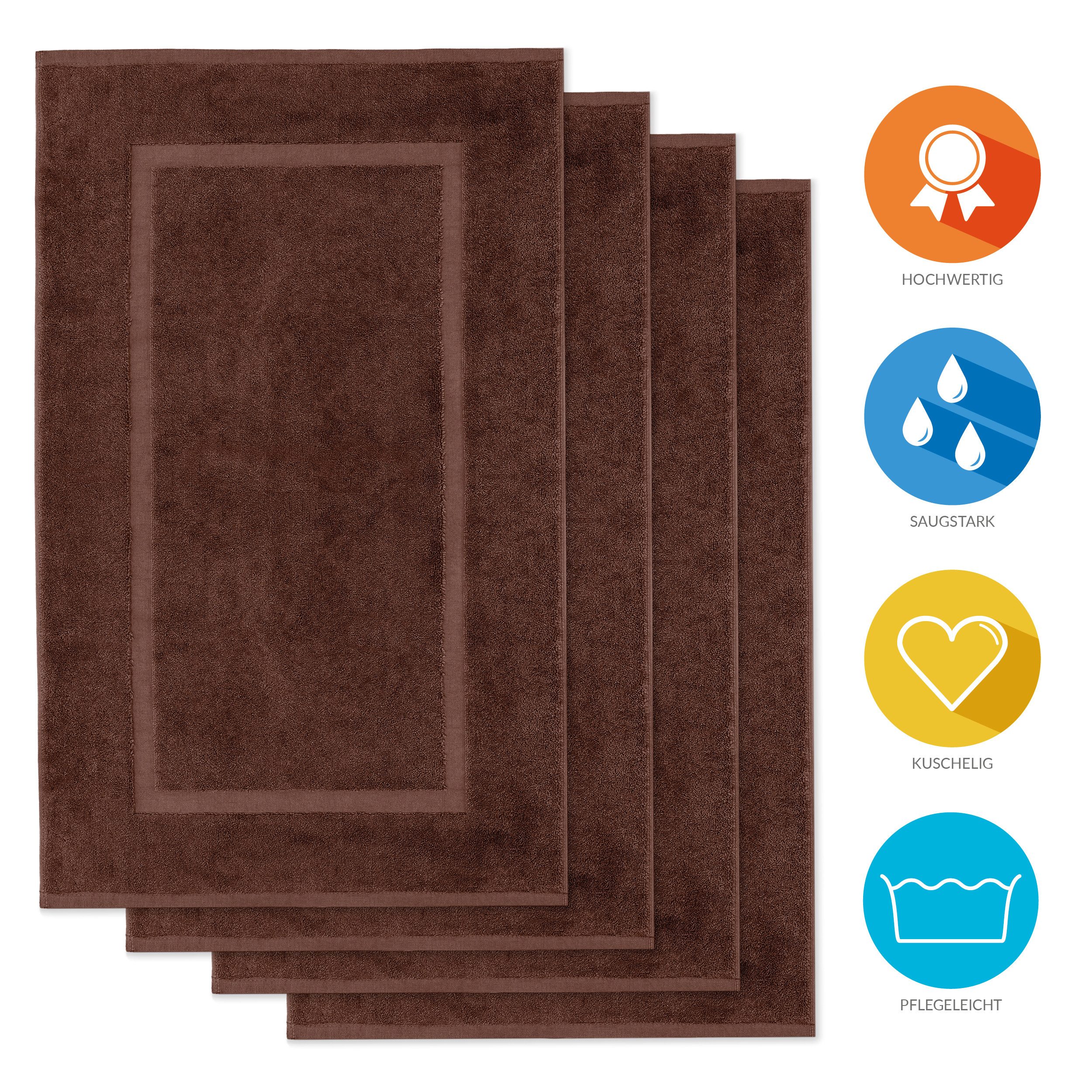 Lavea Badematte 4er Set Badeteppiche Elena Frottee 50x80 cm Badvorleger, 100% Baumwolle, 500 g/m² Frottier, weich & saugstark, pflegeleicht – Bild 2 von 5
