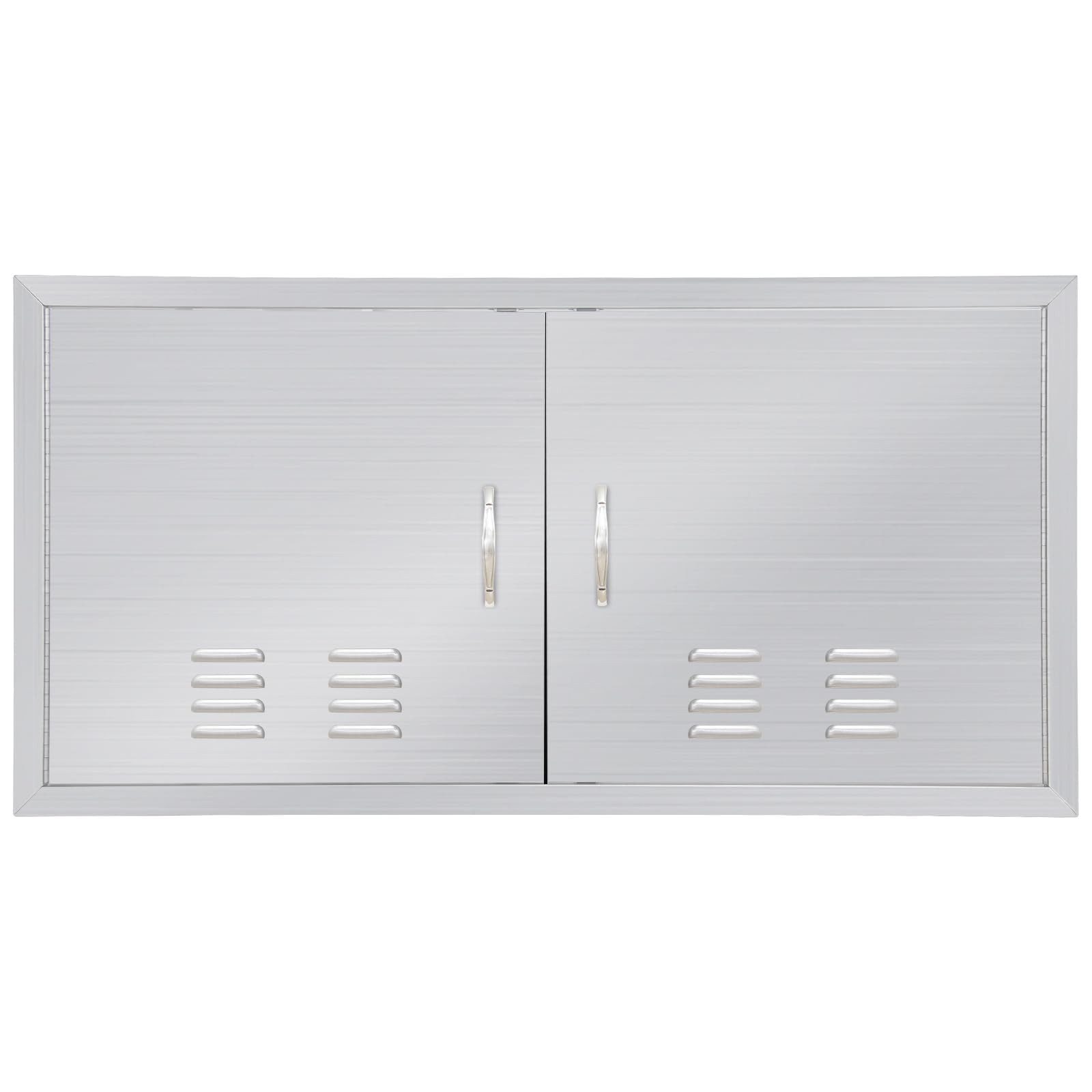 GarveeMore Gartenhaus-Rückwand Edelstahl‑Zugangstür für Außenküche, Ein‑/Doppeltür, BxH:76.2x35.6 cm, magnetischer Verschluss, Belüftungsschlitze für BBQ‑Insel