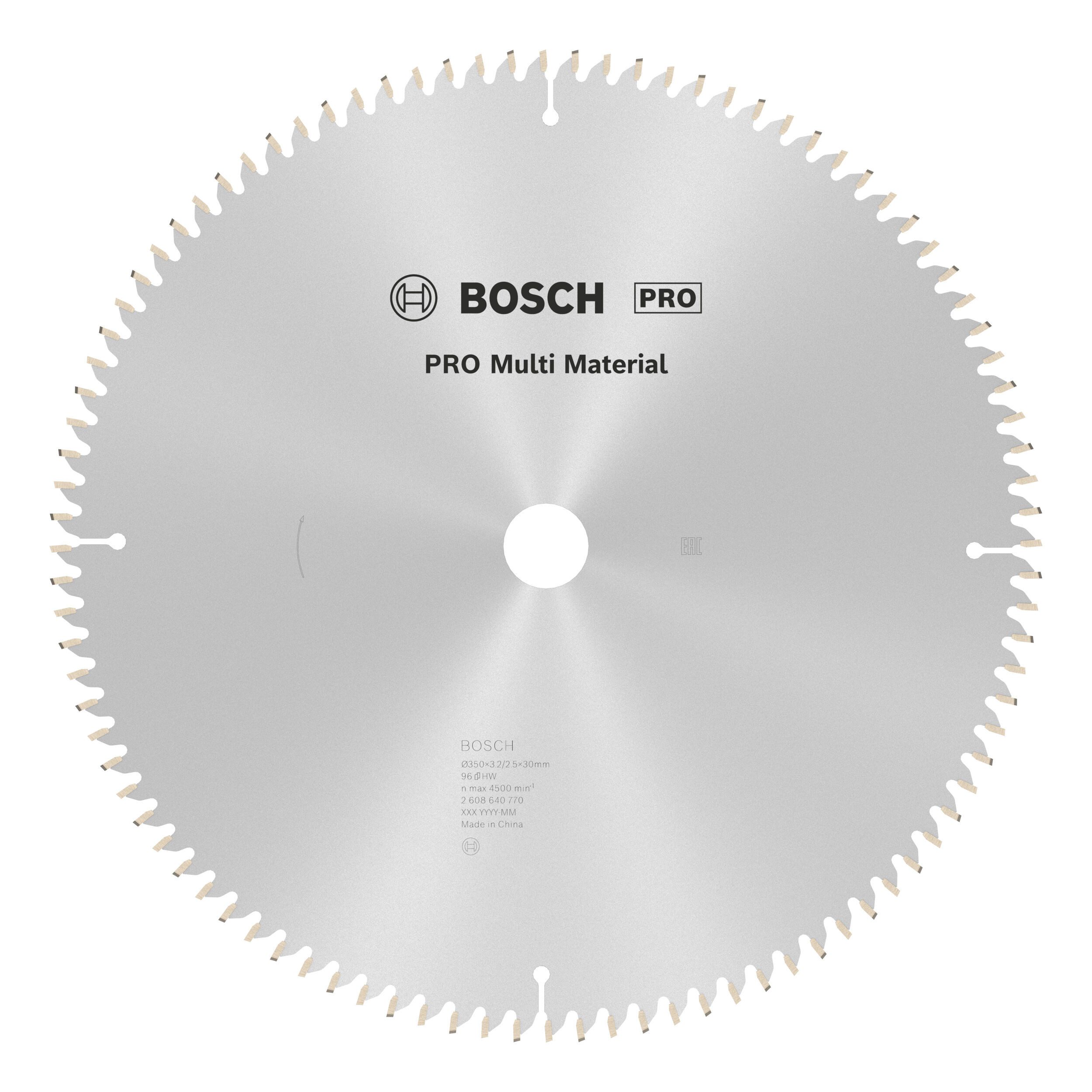 BOSCH Kreissägeblatt Pro Multi Material, Multi Material, 350 x 3,2 x 30 mm, 96 Zähne, f. Netz-Kapp-