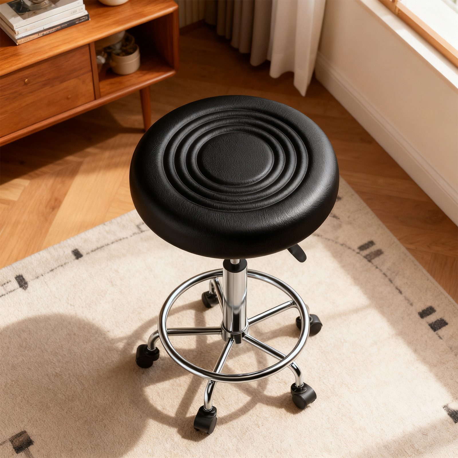 Ferghana Drehstuhl Rollhocker Höhenverstellbar,Hocker mit Rollen, Kunstlede günstig online kaufen