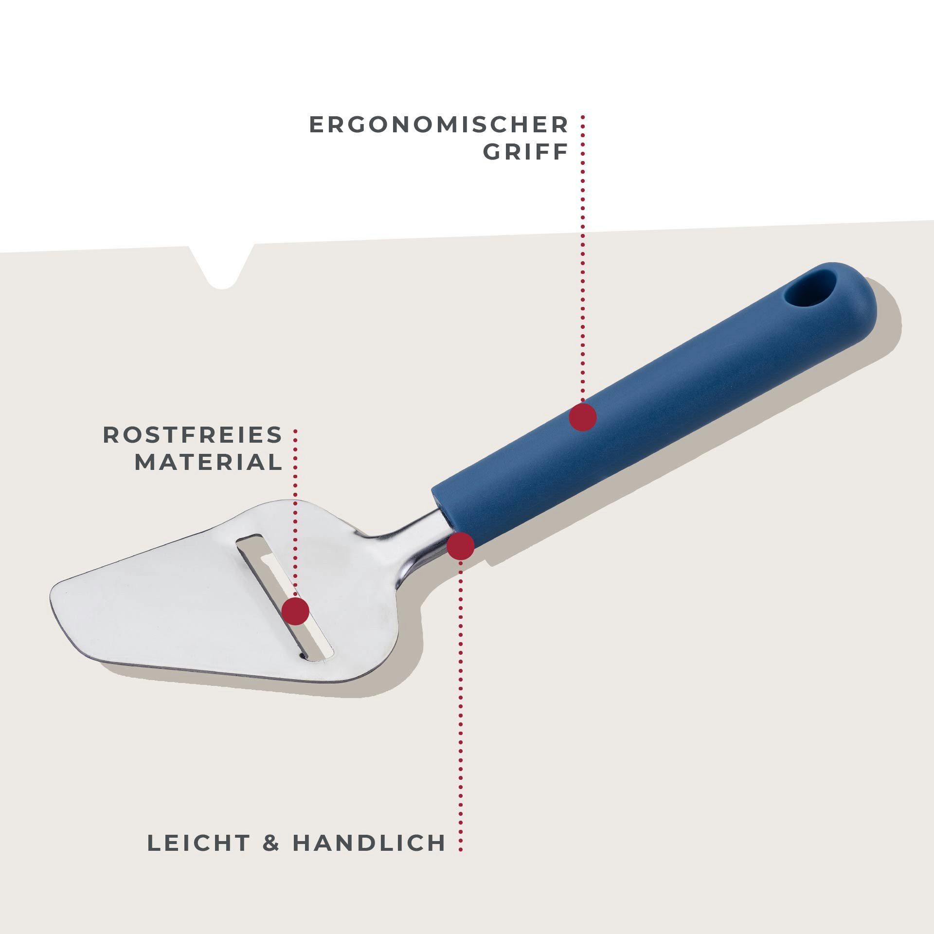FACKELMANN Käsereibe Käsehobel, Käseschneider, Käseschaber, Käsemesser