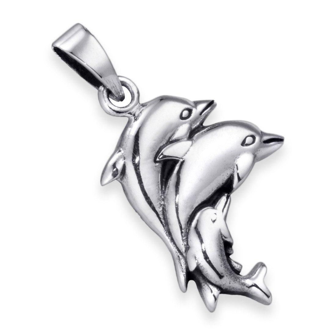 Kettenanhänger Damen Silber Delfin Familie 45-60cm KA-345