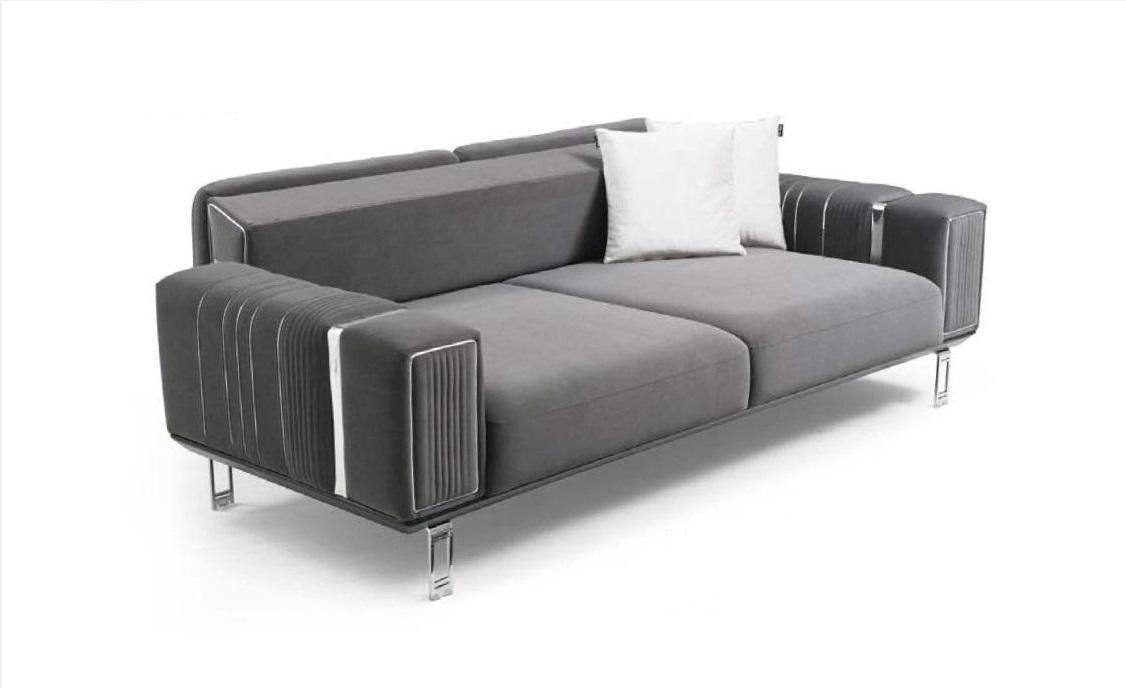 Neu, Edelstahl Sofa Luxus Möbel Europe Dreisitzer in JVmoebel Grauer Made Moderner