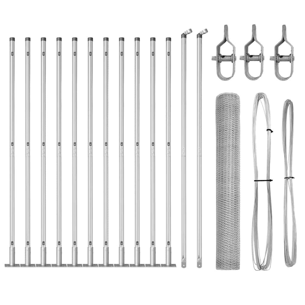 vidaXL Gartenzaun Sechseckiger Zaun mit Betonfundament 25 x 1 m Verzinkter Stahl, (1-St)