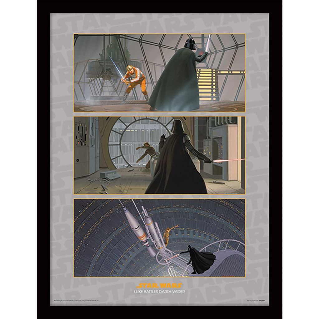 Star Wars Bild mit Rahmen Luke Skywalker Battles Darth Vader, Gerahmtes Bild Kunstdruck