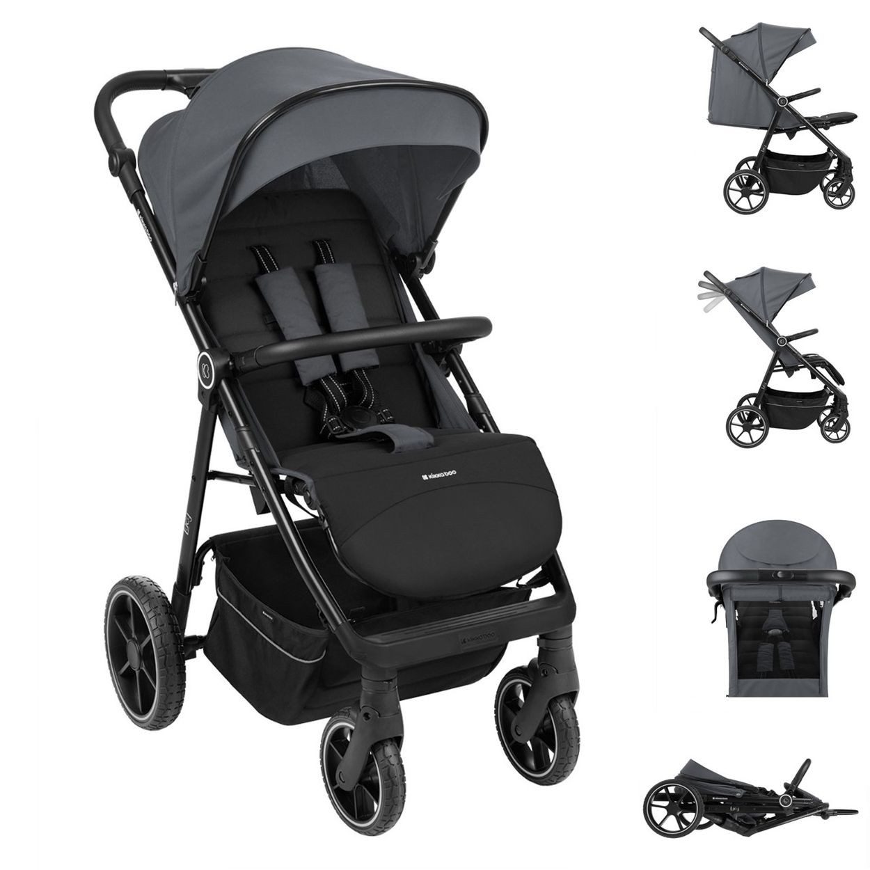 Kikkaboo Kinder-Buggy Kinderwagen Lucy Gurt, Rückenlehne verstellbar Federung Hinterradbremse