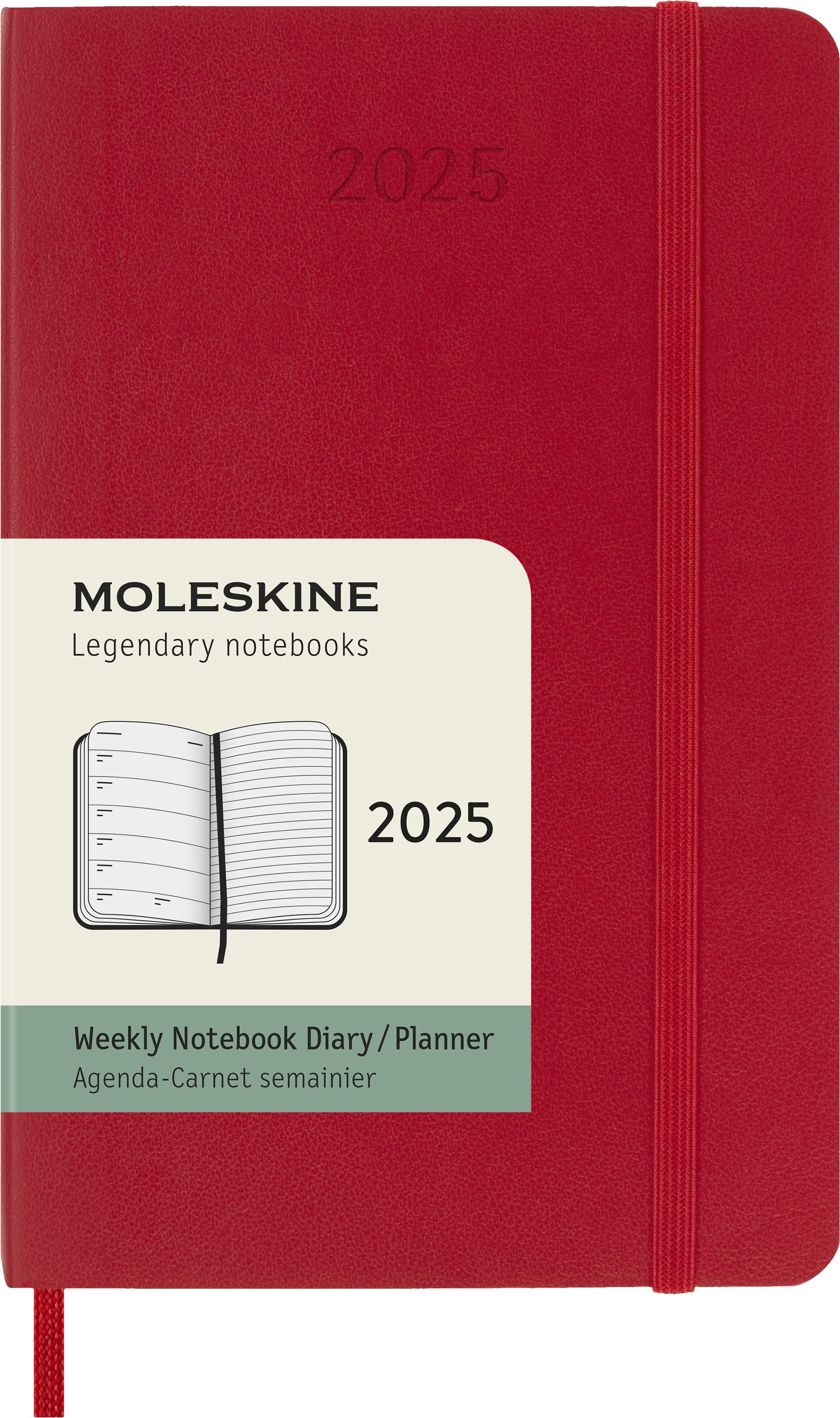 MOLESKINE Buchkalender, 12 Monate Wochen-Notizkalender 2025 - Weicher Einband - Rot - P/A6
