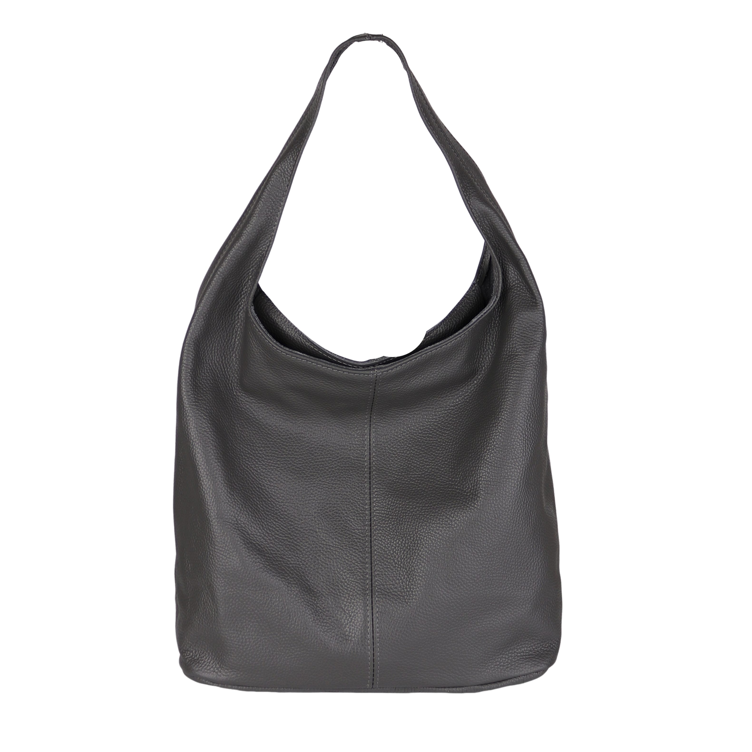 MIRROSI Beuteltasche Damen aus Echtleder, Made in Italy, Shopper Tasche (ca.33x32x16cm)