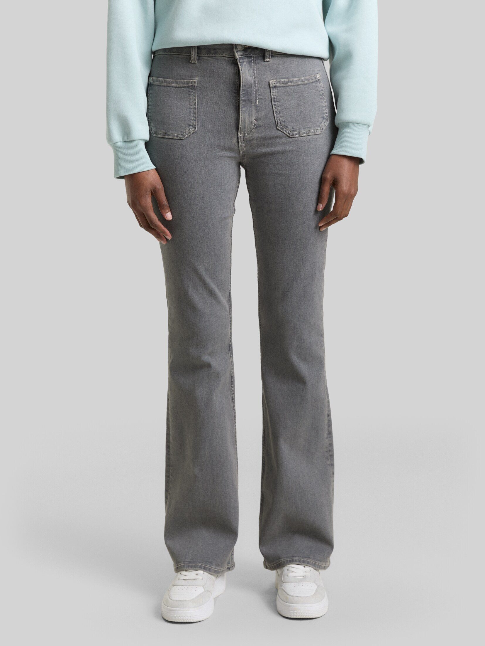 TOM TAILOR Denim Weite Jeans Jeanshosen TTAVA FLARED Jeans mit aufgesetzten Taschen