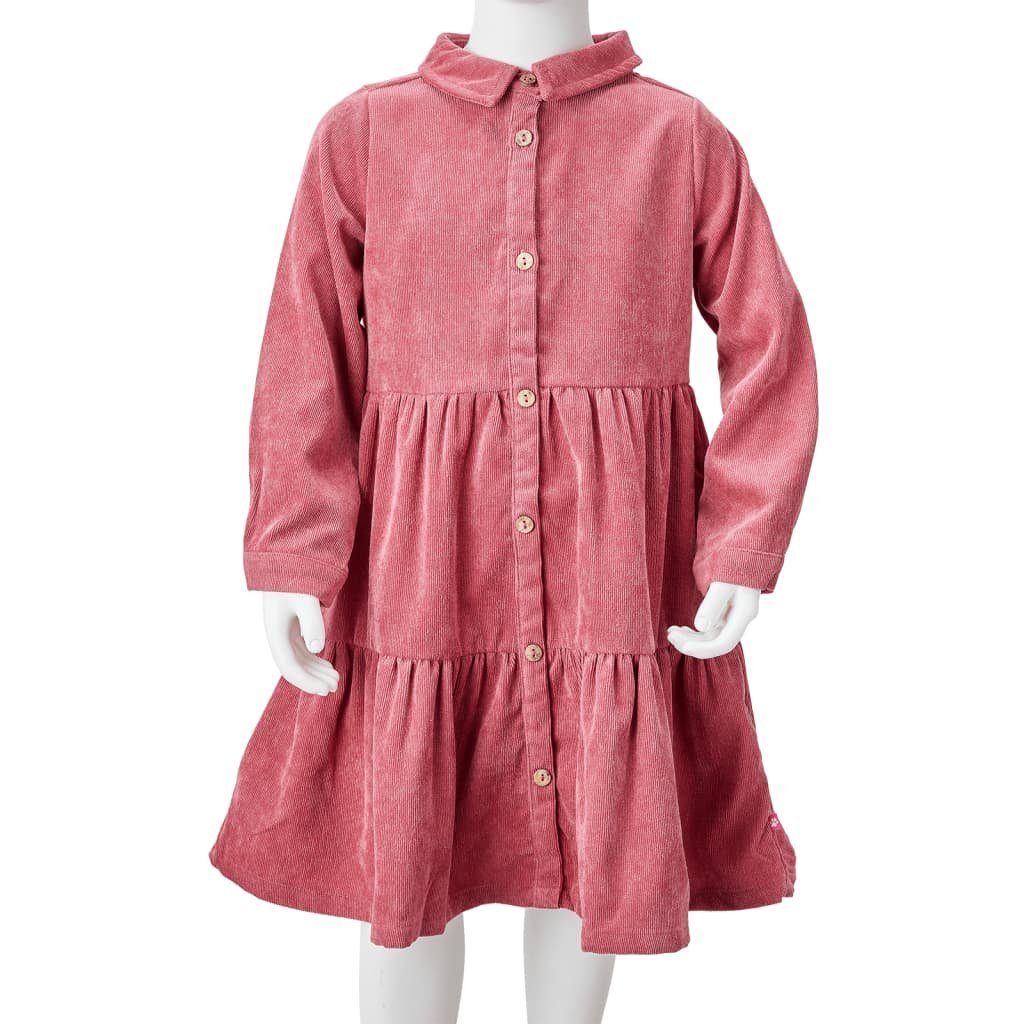 vidaXL A-Linien-Kleid Kinderkleid mit Langen Ärmeln 104 Altrosa Cord