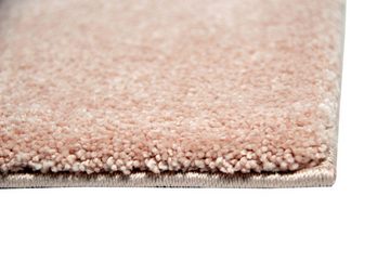 Hochflor-Teppich Moderner Teppich Wohnzimmerteppich uni einfarbig rosa, Carpetia, rechteckig, Höhe: 17 mm