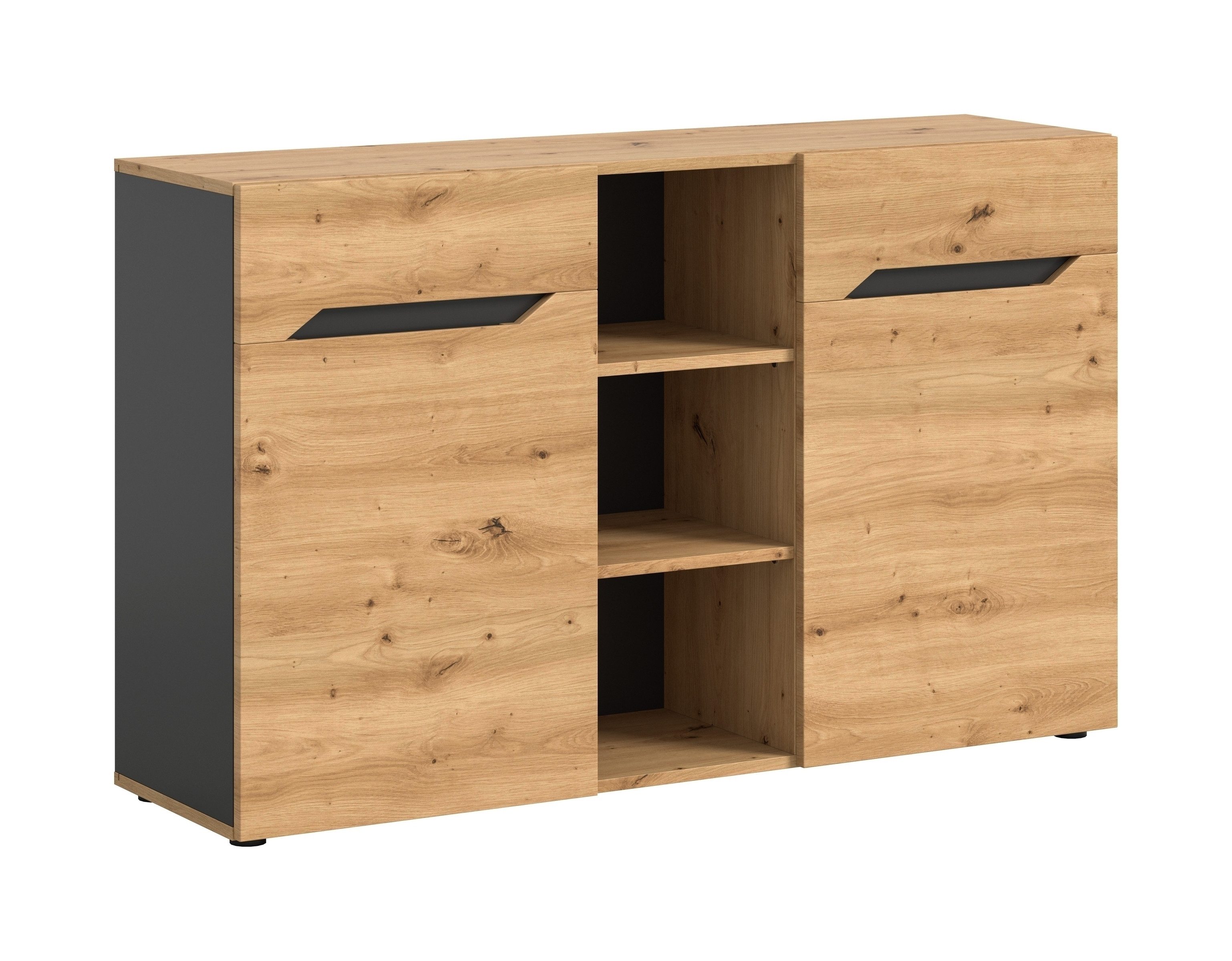 freiraum Sideboard Caserta, in Basalt Grau / Artisan Eiche - 130x81x37cm (BxHxT)