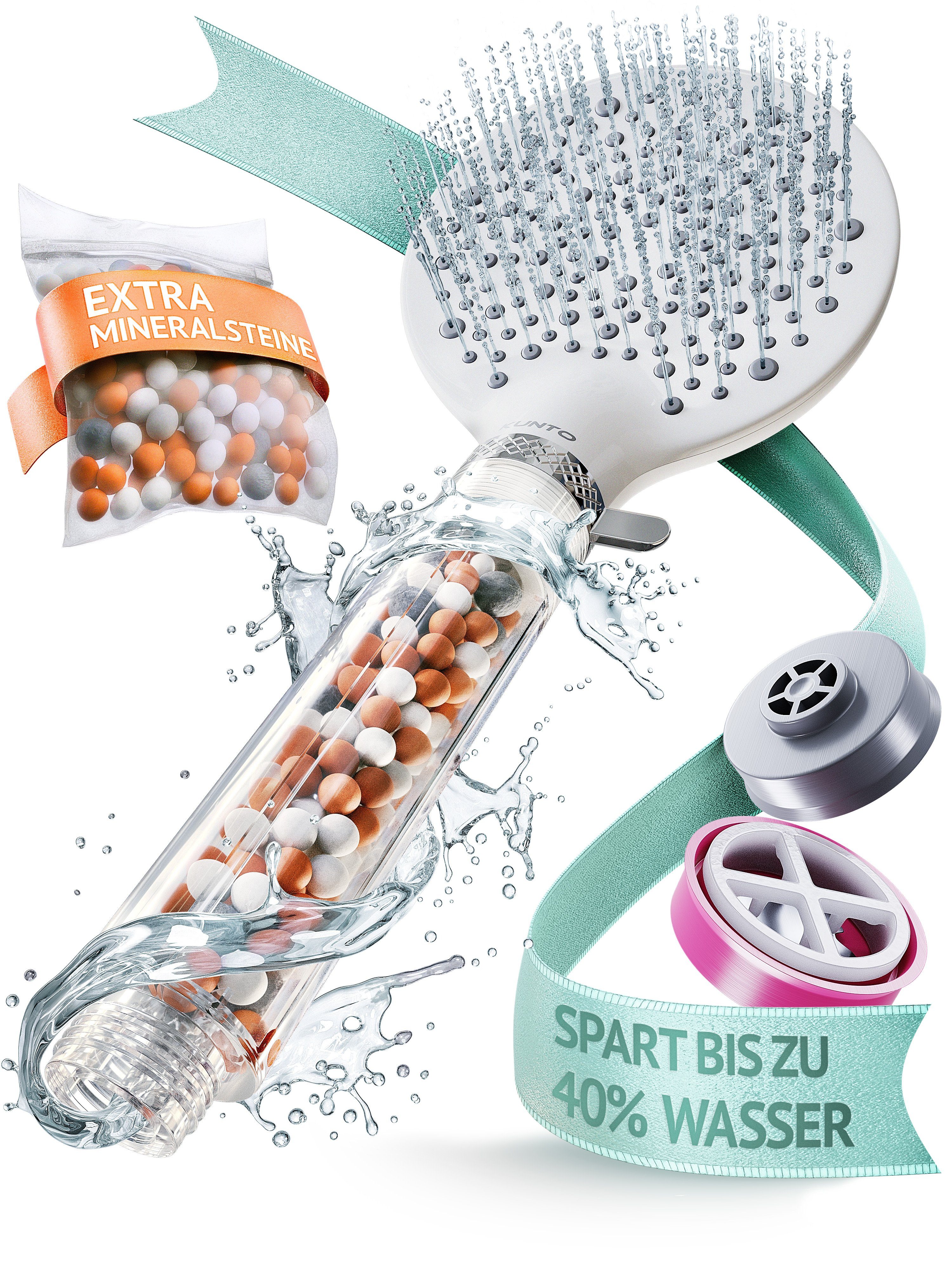 KUNTO Handbrause - Duschkopf mit Filter (Mineralsteine) und 3 verschiedenen günstig online kaufen