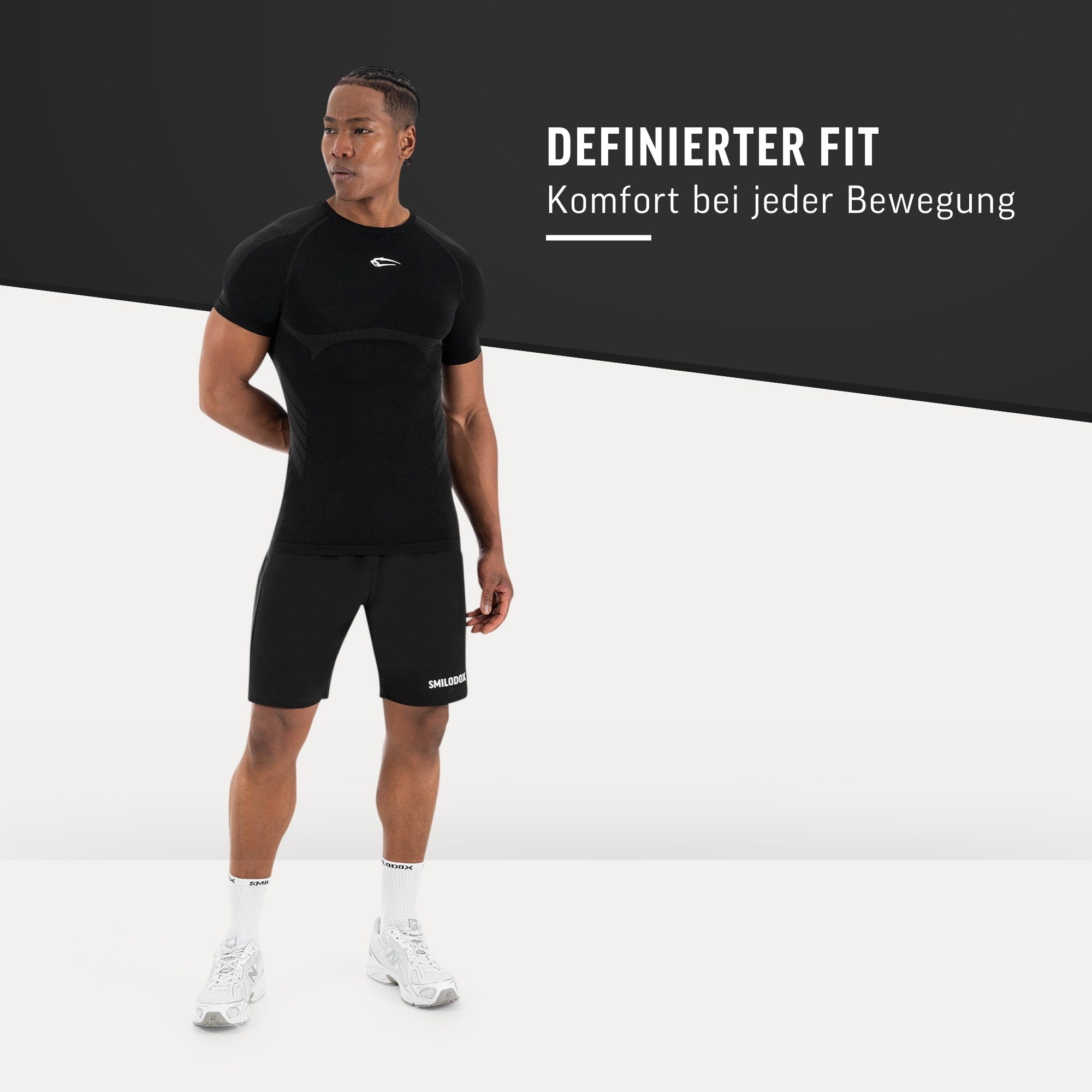 Smilodox T-Shirt Carnos, Compression Shirt Herren, Gymshirt, Seamless, Training Compression Fit, Seamless, atmungsaktiv, Body Mapping, Stretch