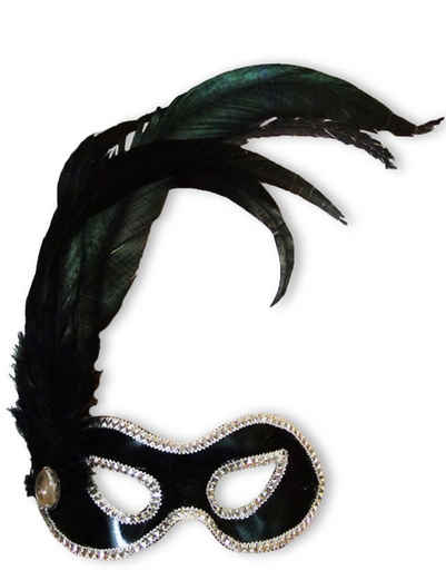 Das Kostümland Verkleidungsmaske Venezianische Augenmaske 'Beatrice' mit Federn - S