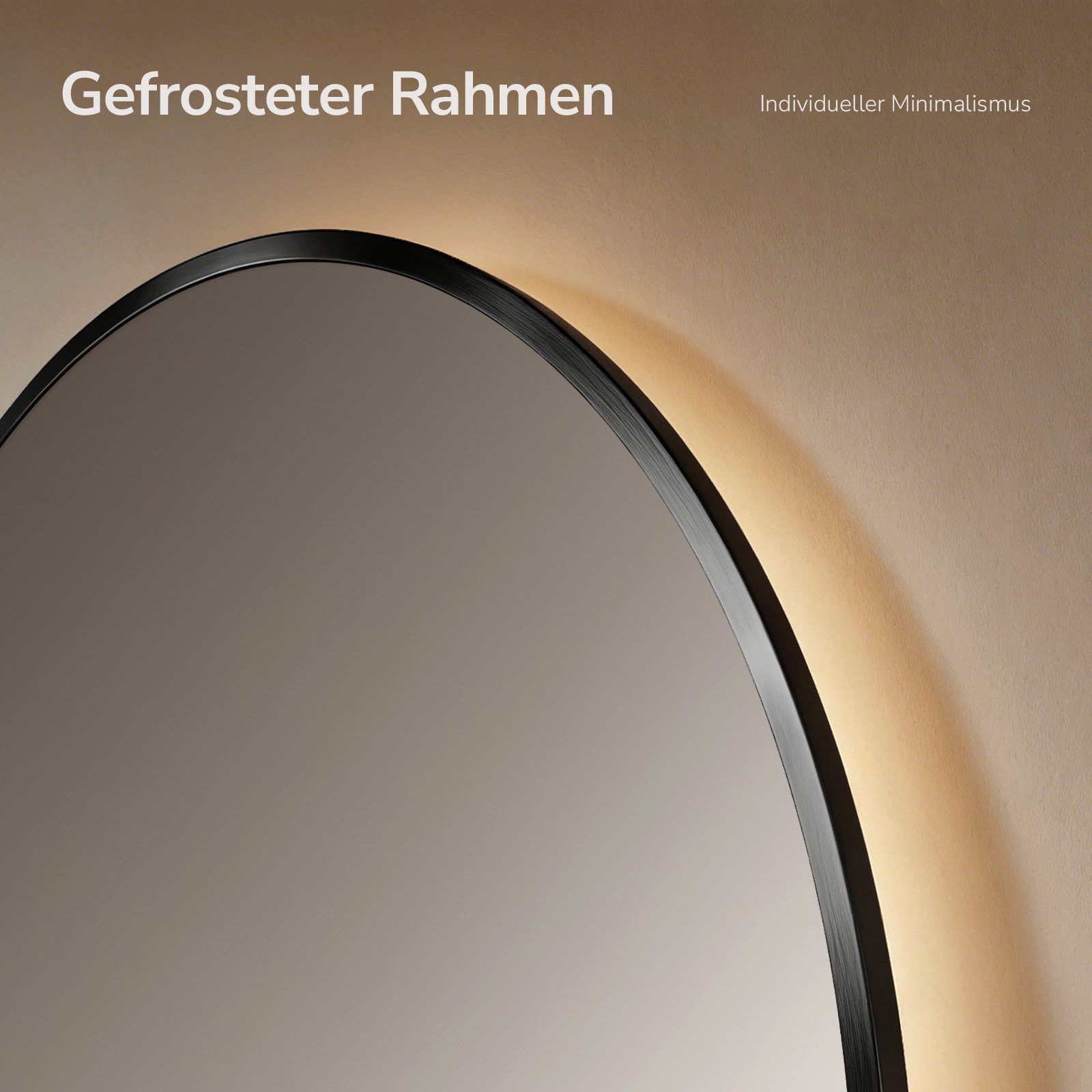 EMKE Badspiegel mit Beleuchtung und Antibeschlag, Uhr & Temperaturanzeige (Touchschalter), Rahmen in Schwarz, Gold gebürstet oder Dunkelgrün – Bild 5 von 5