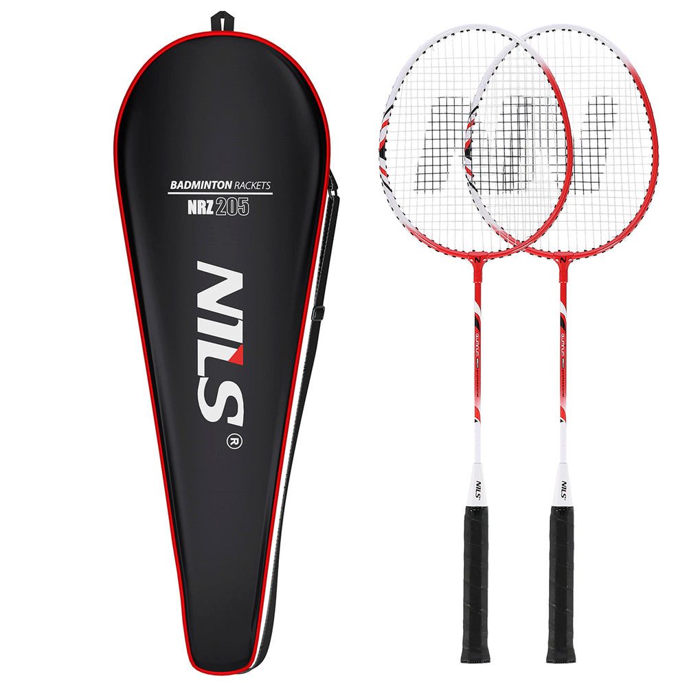 Nils Badmintonschläger Federballset Badmintonset Freizeitset, (Spar-Set, 2-tlg., 66 cm leicht), 2 Schläger, Aluminium, Schutzhülle, 100 g