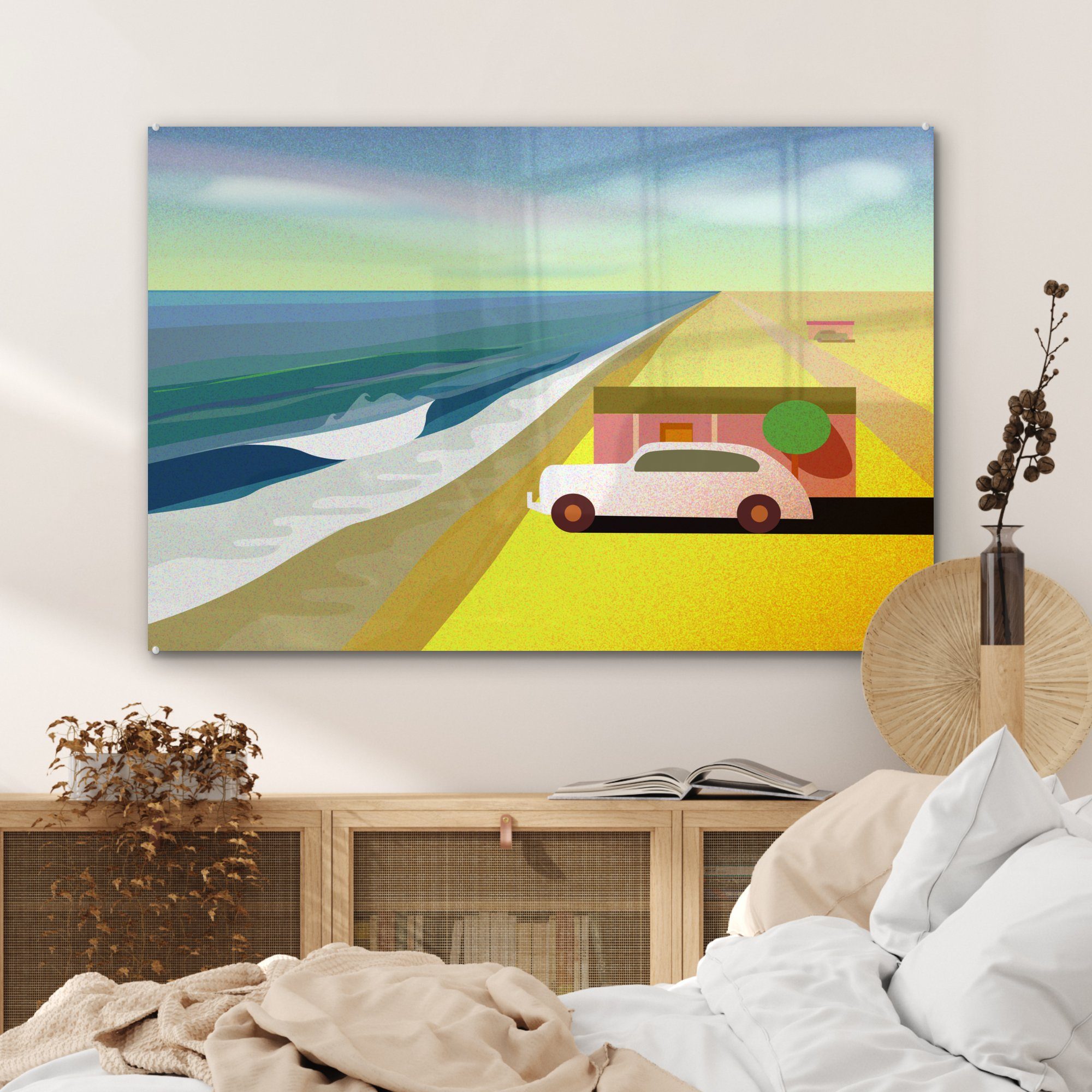 Acrylglasbild Schlafzimmer (1 Kunstwerk, am Meer Welle MuchoWow einer brechenden auf dem Acrylglasbilder Wohnzimmer Strandhaus & St), mit