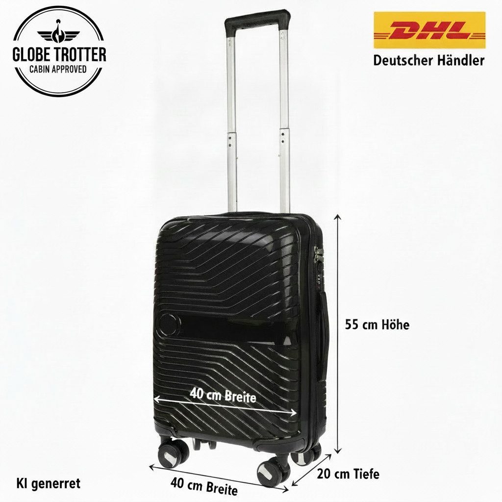 Christian Wippermann Business-Trolley Handgepäckkoffer Handgepäck Koffer 55x40x20, 4 Rollen, Hartschale Bordgepäck Leicht