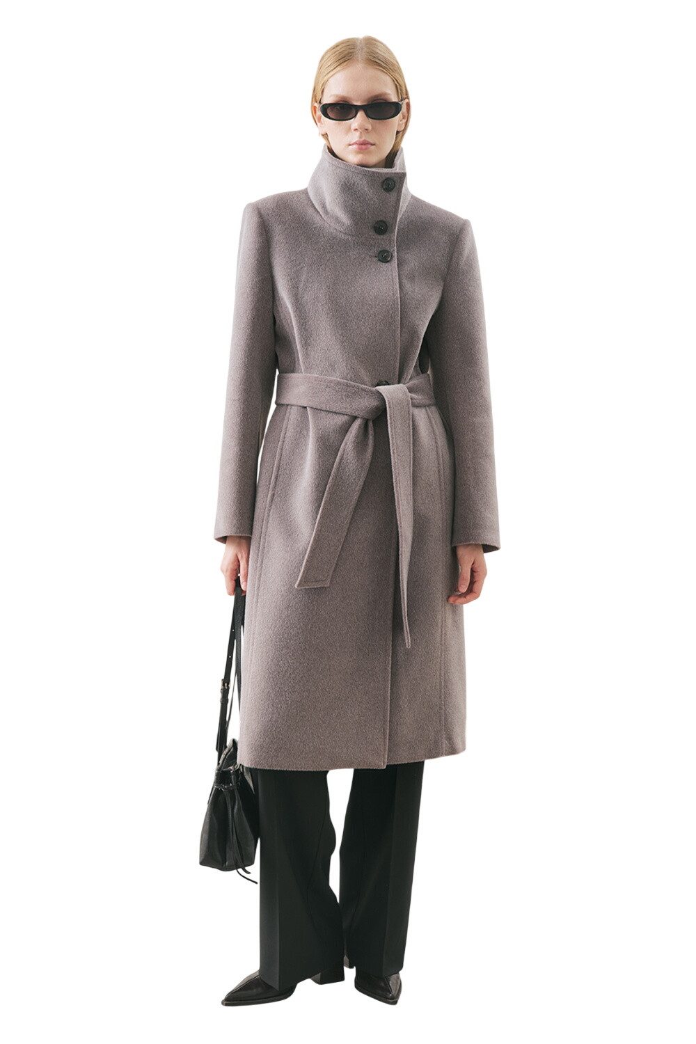 MANUKA Wintermantel PREMIUM KASCHMIR-TRENCH-COAT, SCHWARZ.