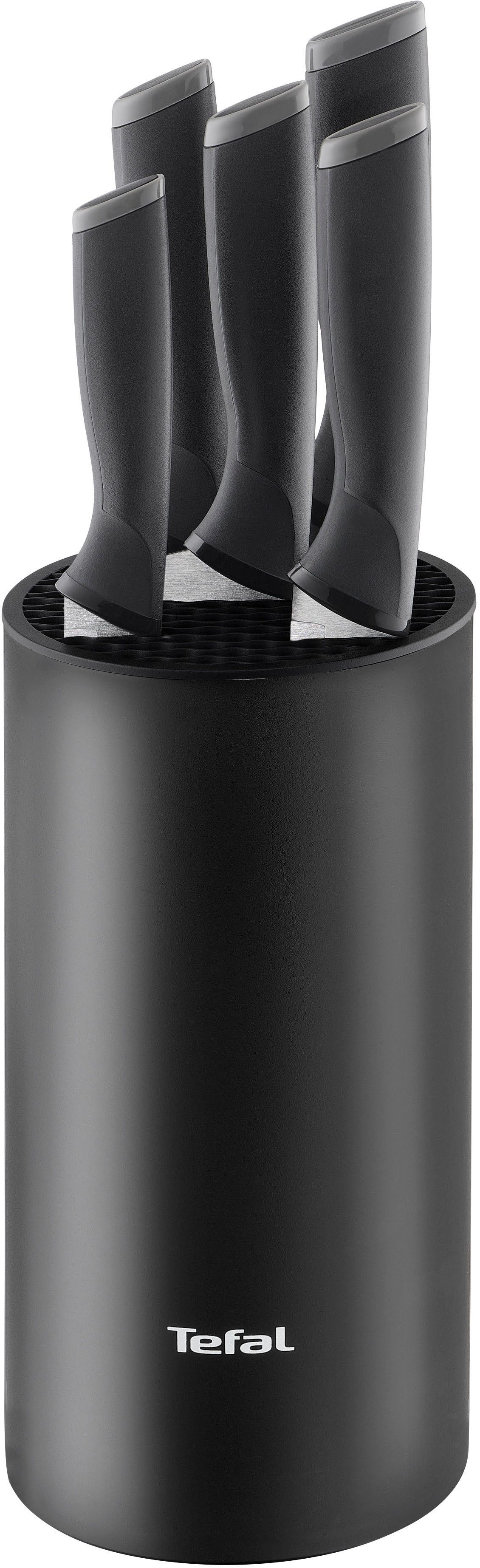 Tefal Messerblock Comfort (6tlg), Universeller Messerblock, Edelstahl Klingen, ergonomischer Griff