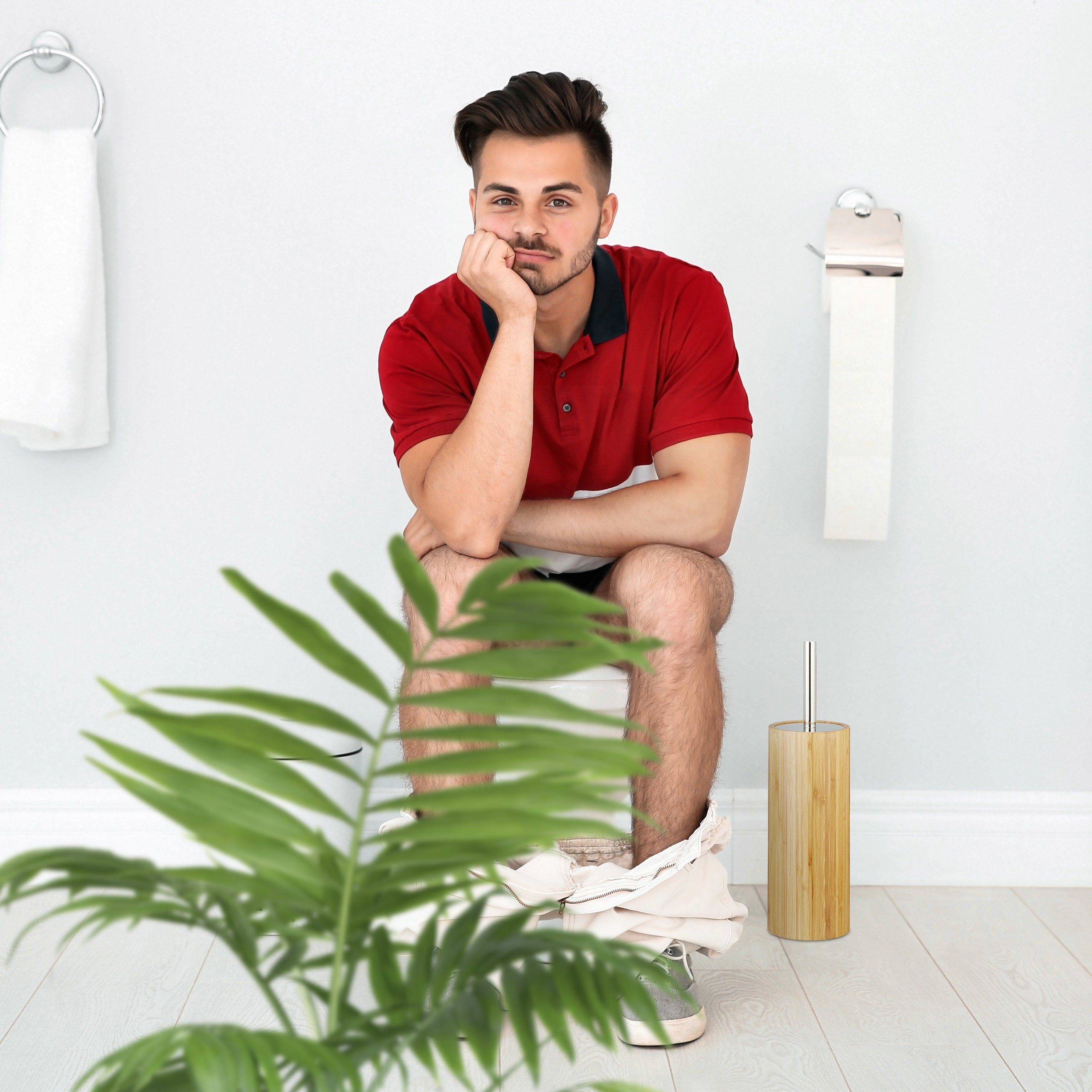 relaxdays Badezimmer-Set »WC-Bürstenhalter Bambus« | OTTO