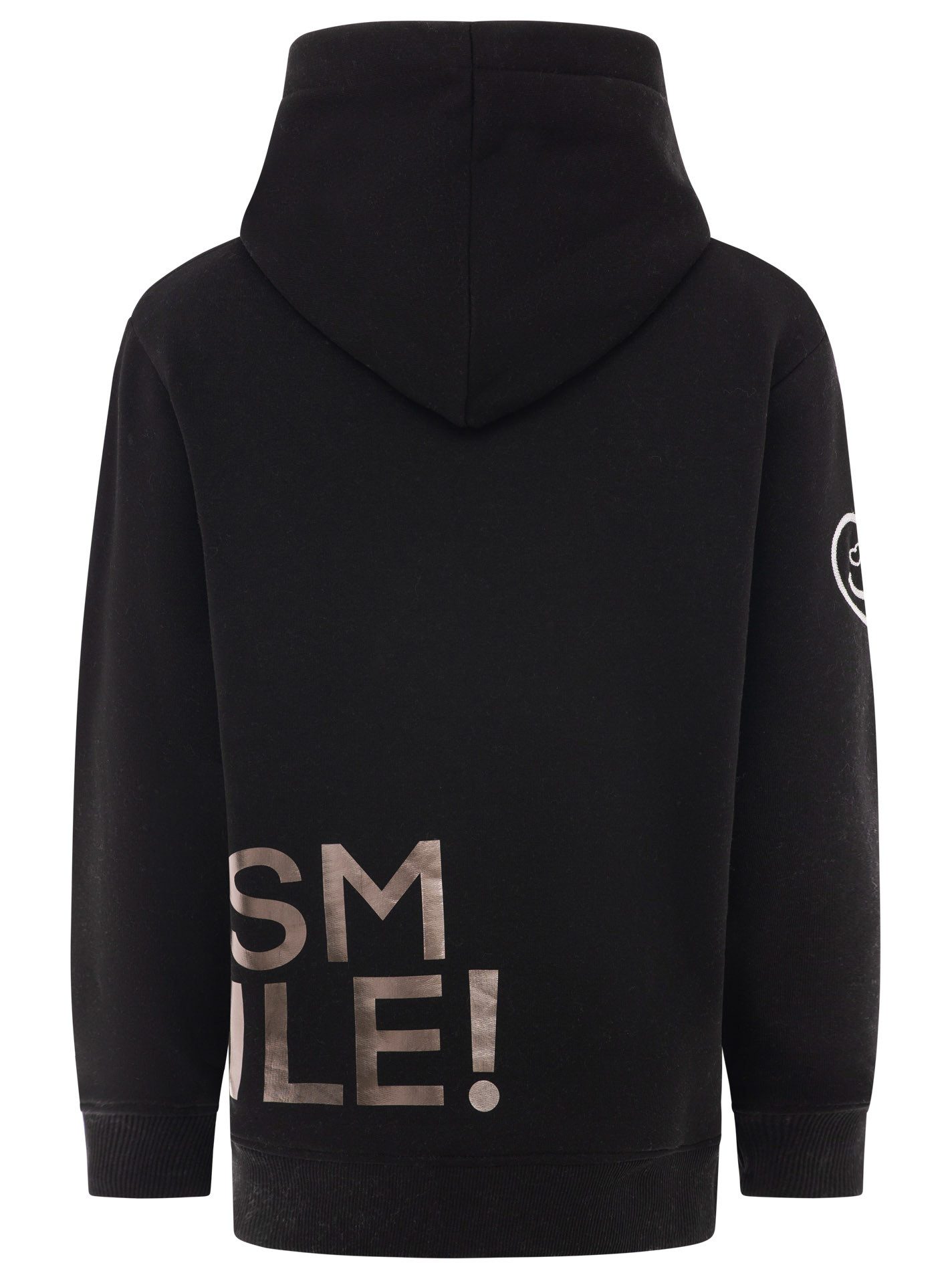 Zwillingsherz Hoodie "Alissa Shiny" glänzender Print, Daumenloch, Kordel, gesticktes Herz am Ärmel – Bild 4 von 5