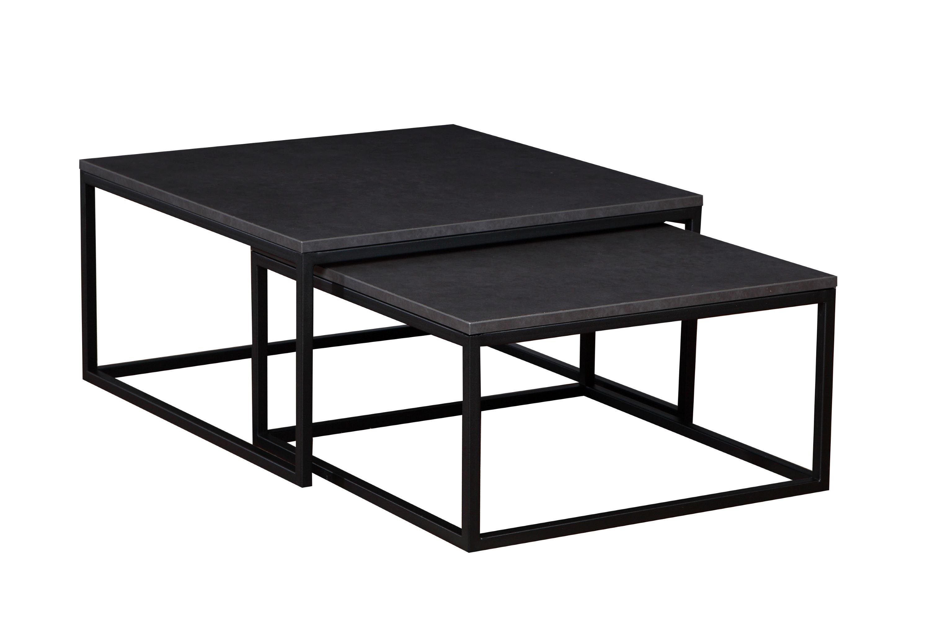 Polini Home Couchtisch KAMPEN Tischplatte, Couchtisch-Set stoß- Laminierte 2-teilig und hitzebeständige, dunkelgrau/schwarz, kratzfeste Tisch