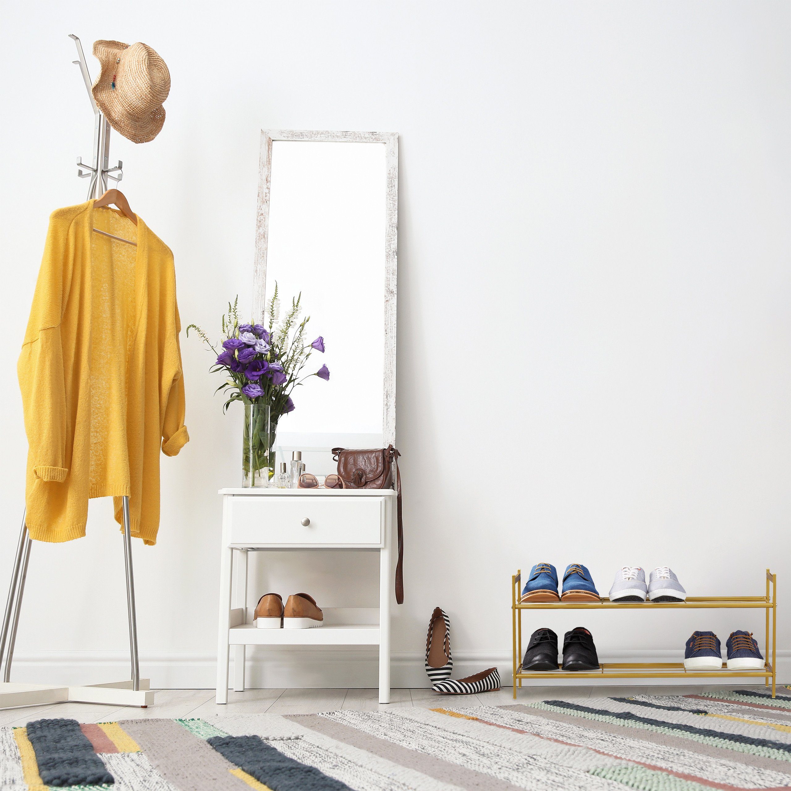 relaxdays Schuhregal mit 2 Ebene, gold günstig online kaufen