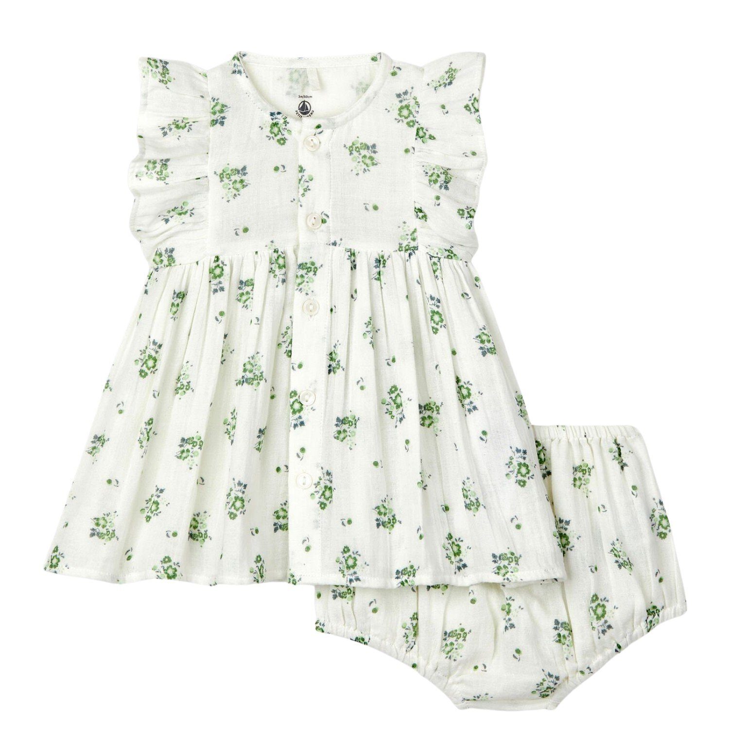 Baby Sommerkleid Bateau Biobaumwolle Bateau Blumen Kleid Petit mit Petit 3-12 aus Monate