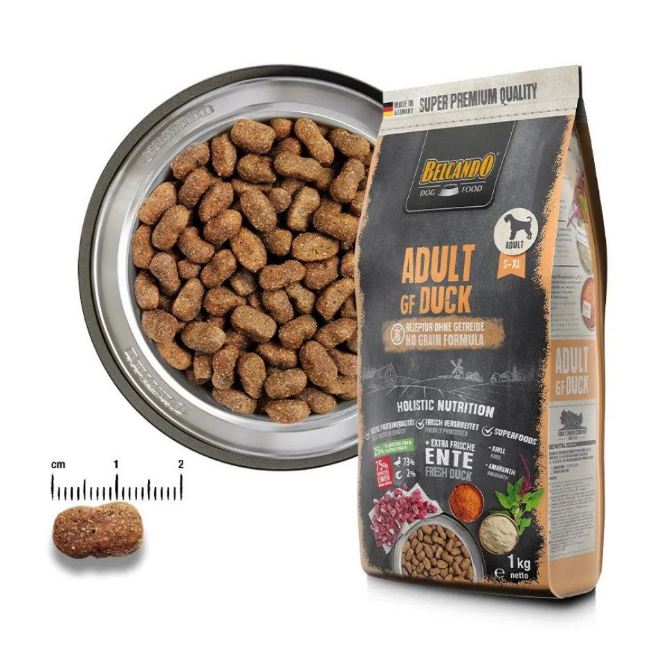Belcando Adult GF Duck - getreidefreies Trockenfutter für sensible Hunde, Trockenfutter für: Hunde
