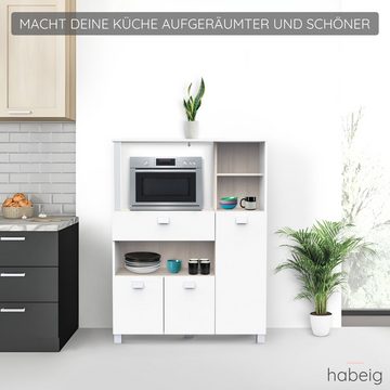 habeig Küchenbuffet Küchenschrank 146 weiß Küchenregal Küchenmöbel Buffetschrank Küche