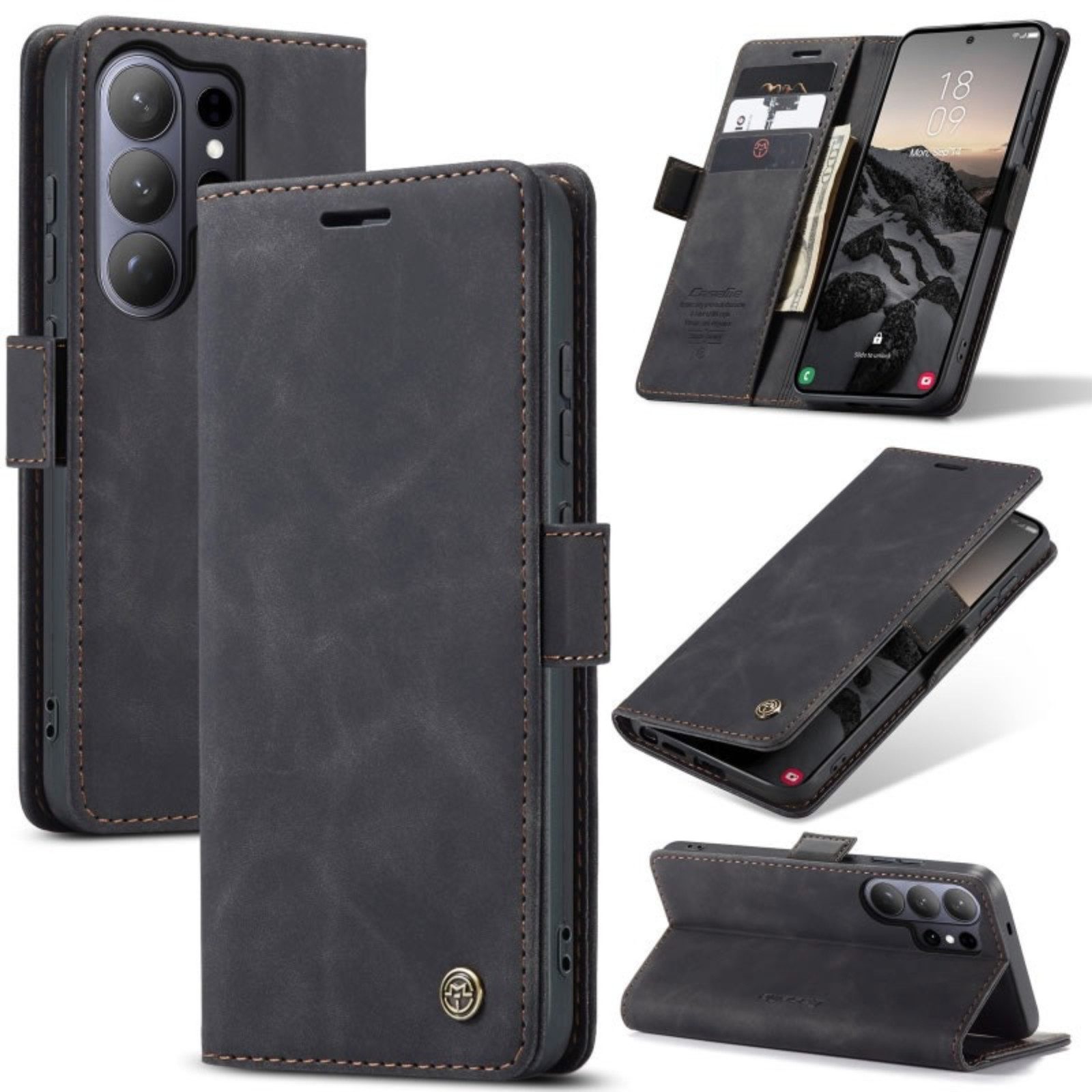 CaseMe Handyhülle Premium Hülle für Samsung Klapphülle Samsung S26 Ultra-Schwarz