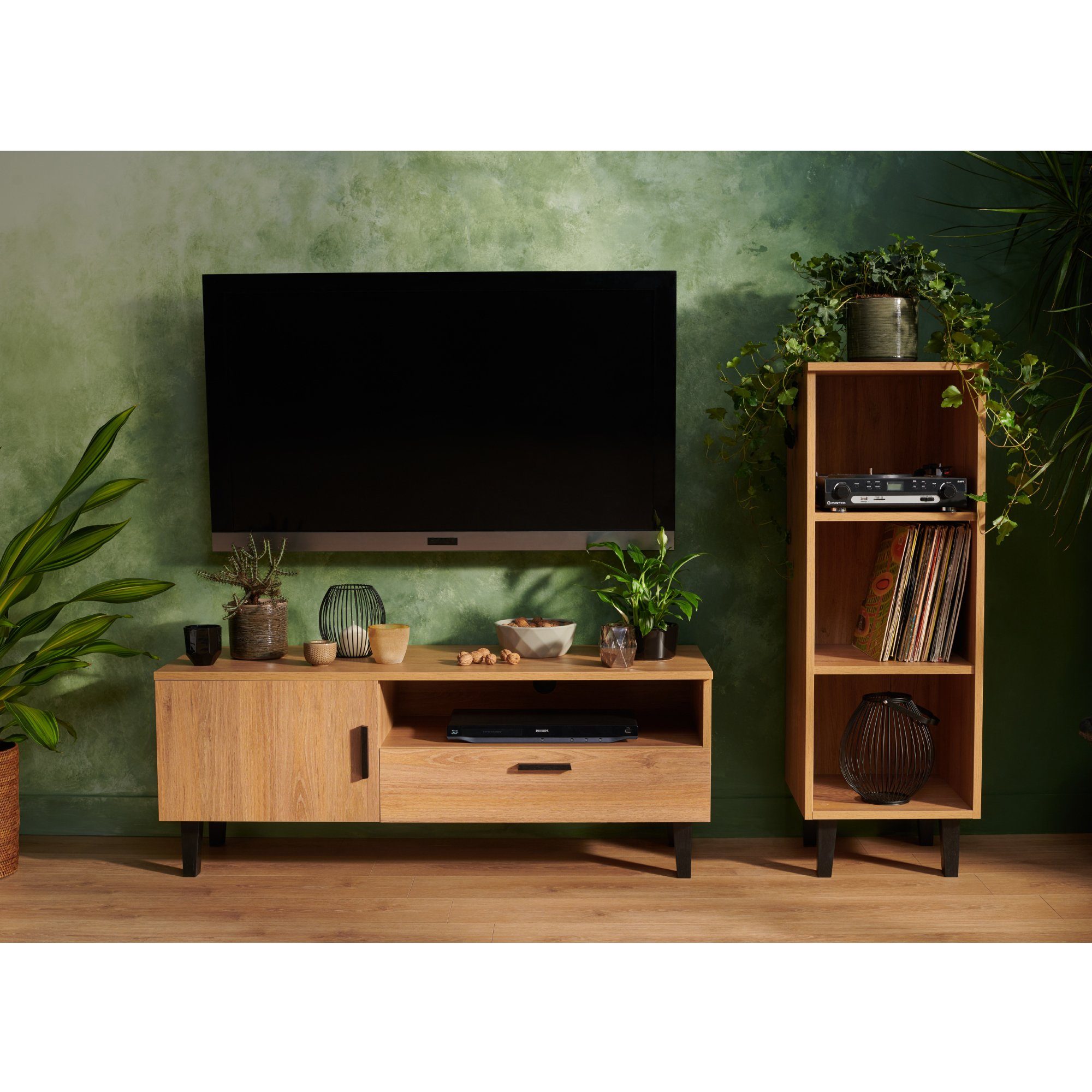 KONSIMO® Bücherregal FRISK Holz Standregale Aktenregal, 2 Einlegeböden, Beine aus Buchenholz, 18 mm Brett