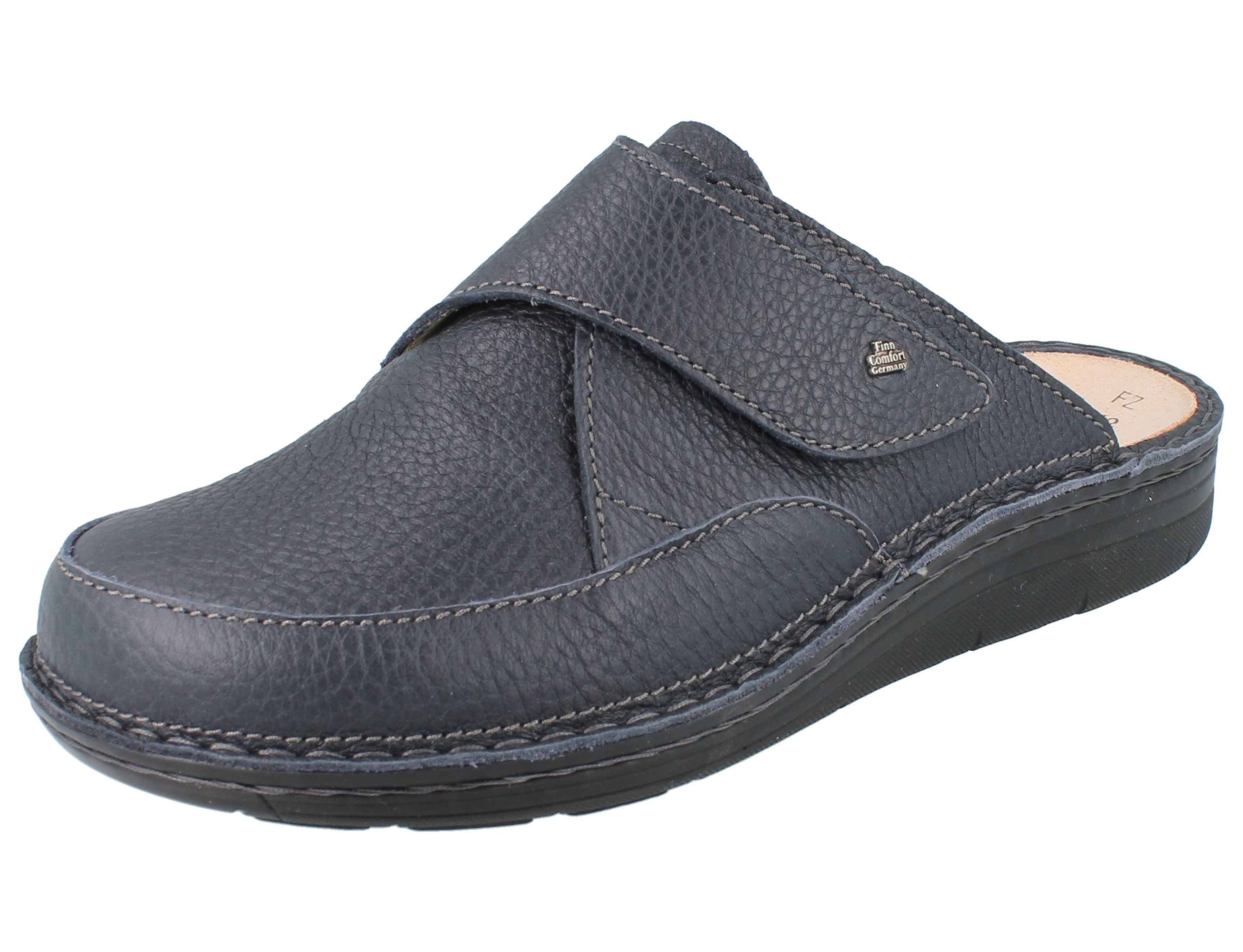 FINN COMFORT Aguilas Herren Clog dunkelblau Glattleder genarbt - Hausschuh