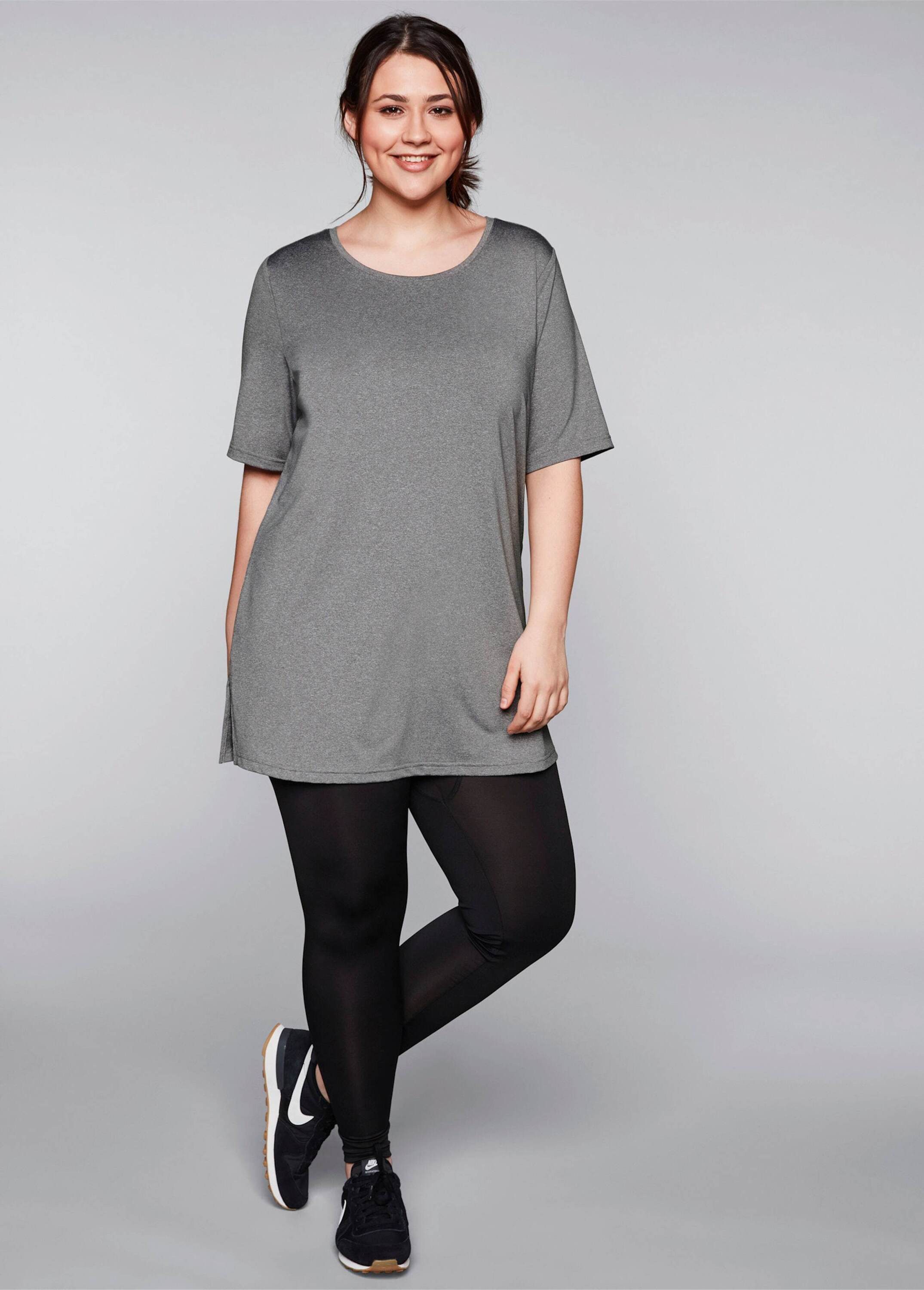 Sheego Trainingsshirt Longshirt Kurzarm