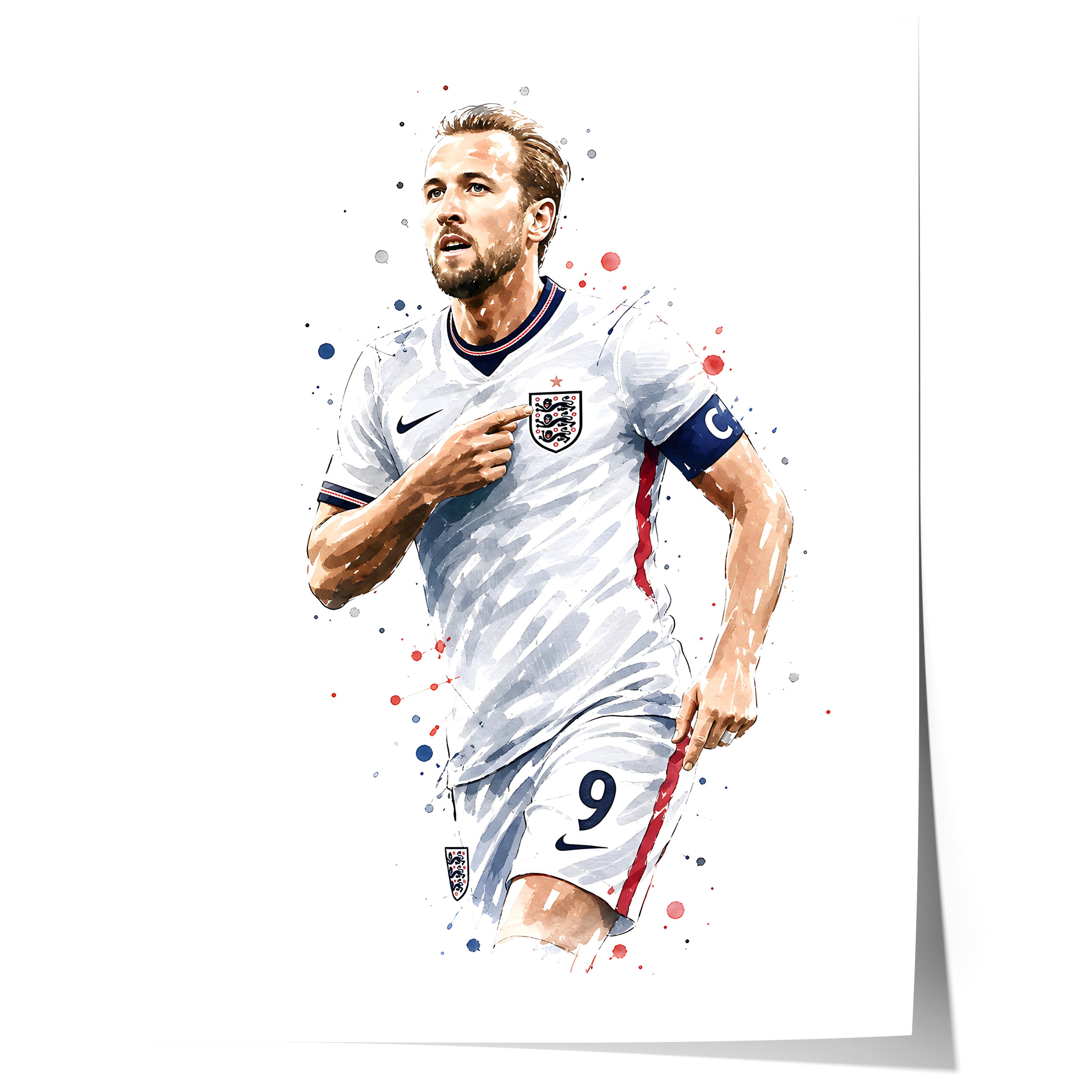 JUSTGOODMOOD Poster England Fussball Geschenkidee Aquarell Sport Wandbild Deko Print ohne, (1 St)