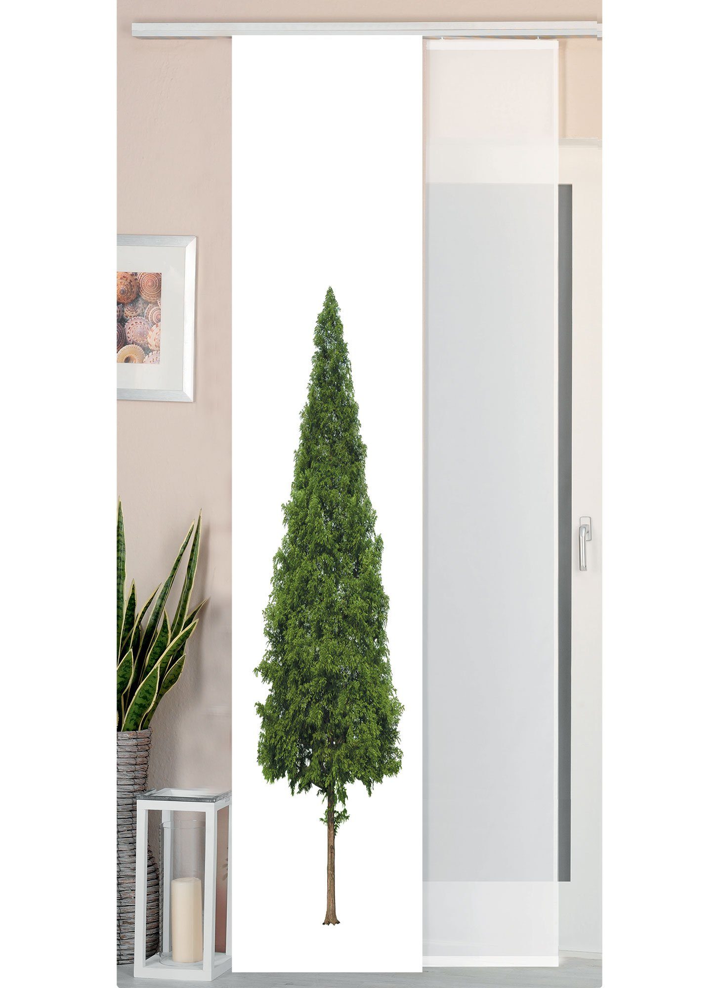 Gardinenbox Schiebegardine, Klettband, blickdicht, Polyester, Wildseide Optik Voile Paneel Paneelwagen 80400